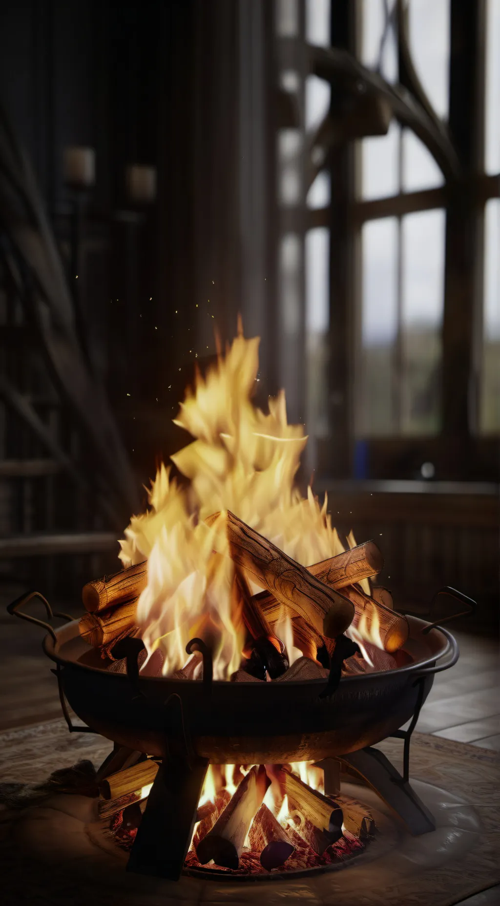 ai character: Fire background