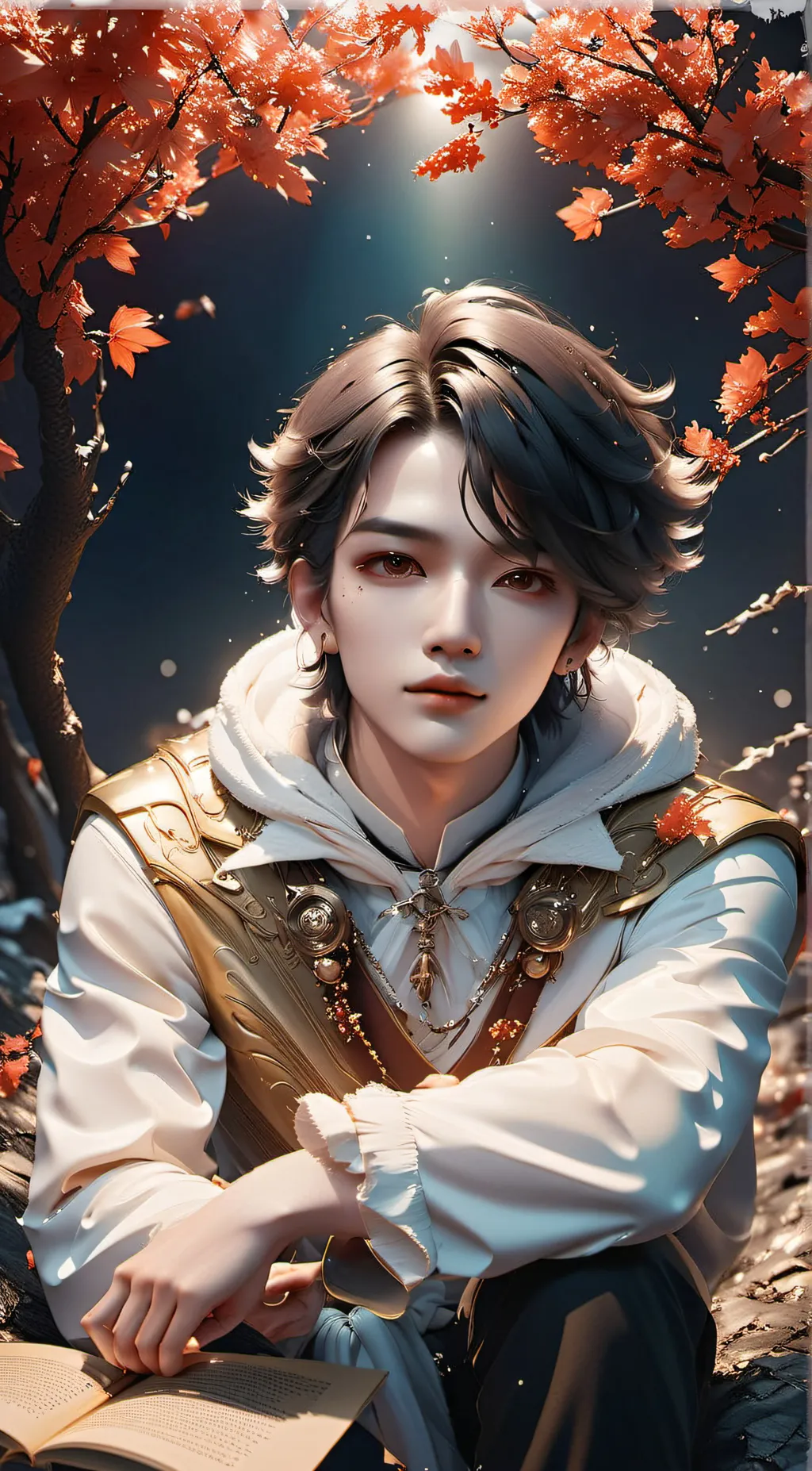 ai character: snowy background