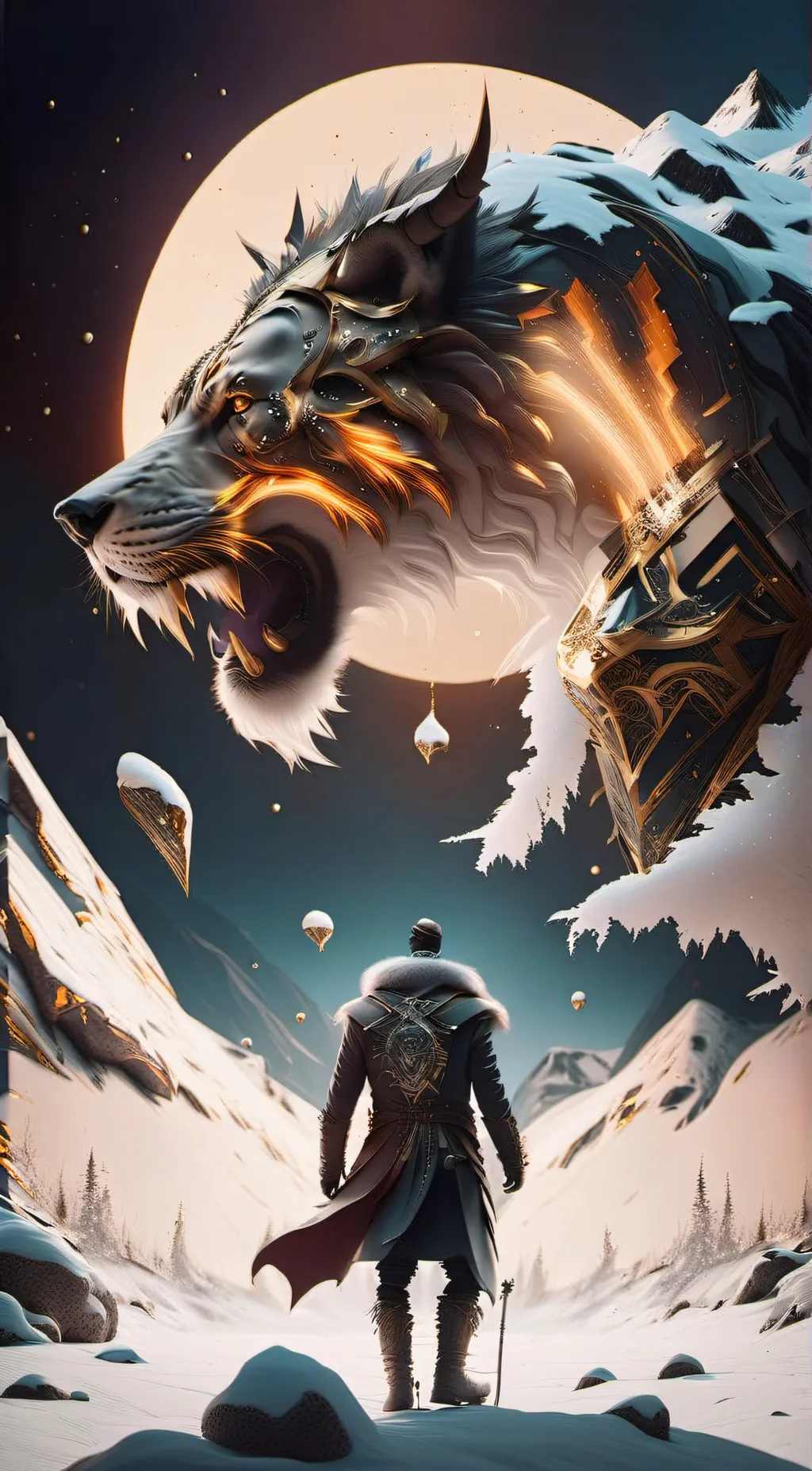 ai character: king glacier background