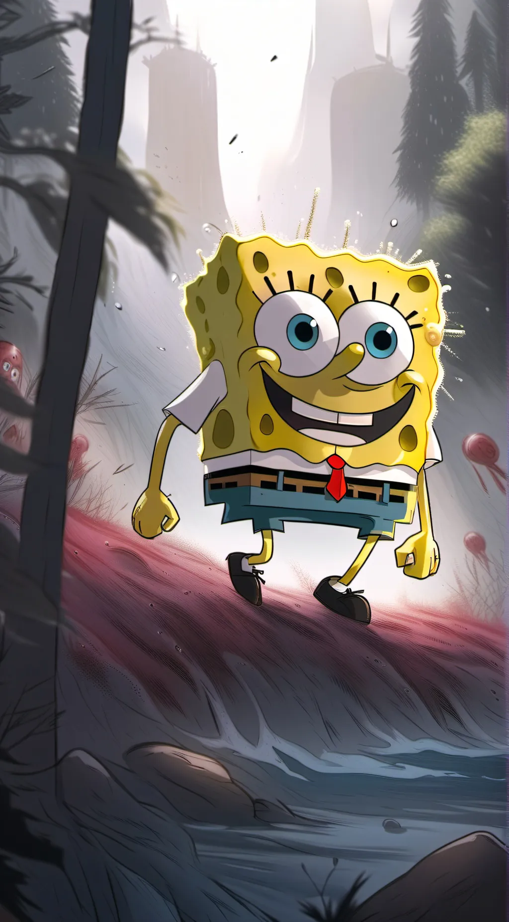 ai character: spongebob  background