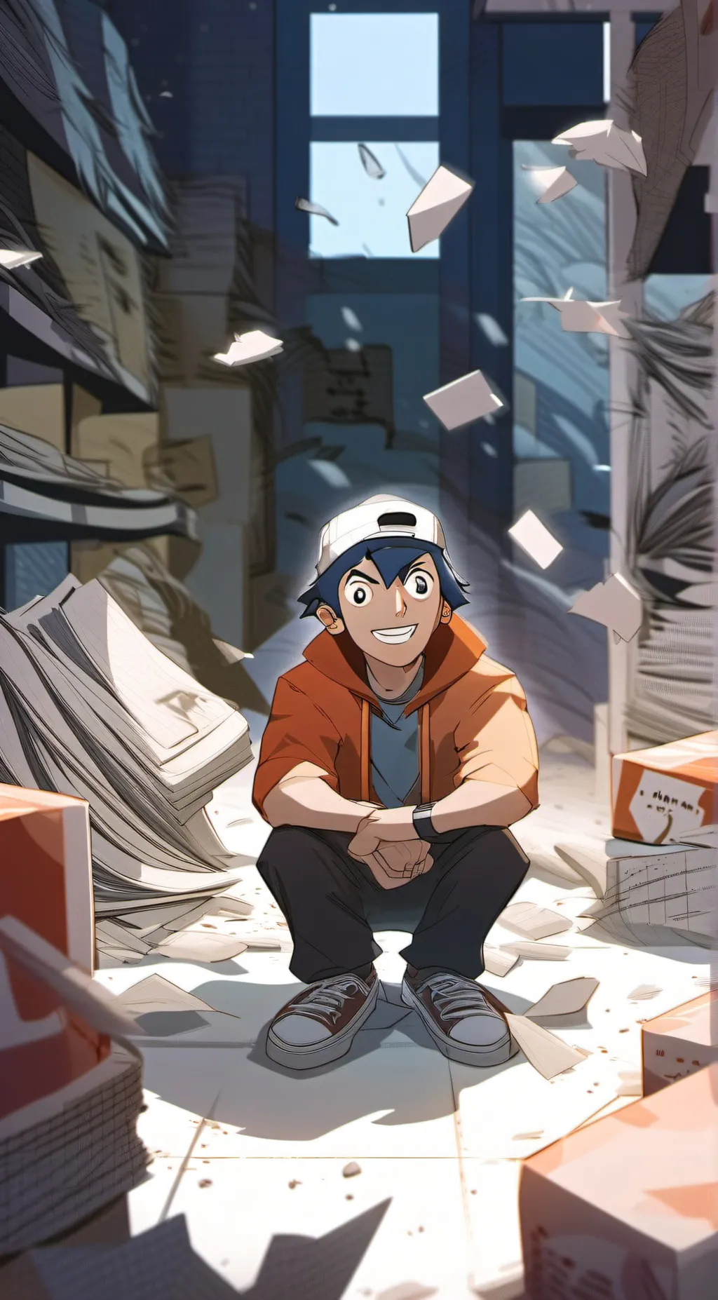 ai character: Dork in the alley background