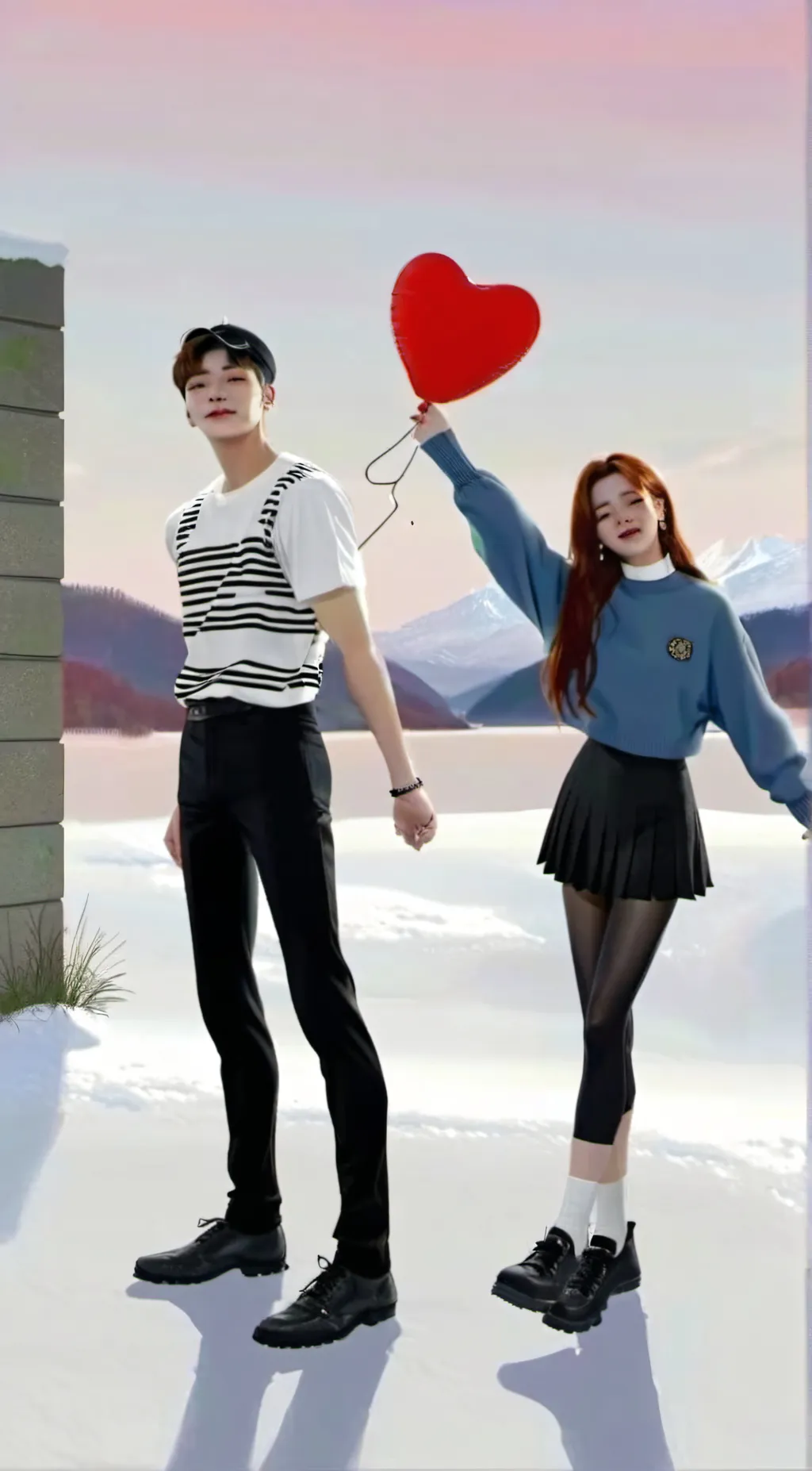 ai character: hyunjin and yeji  background