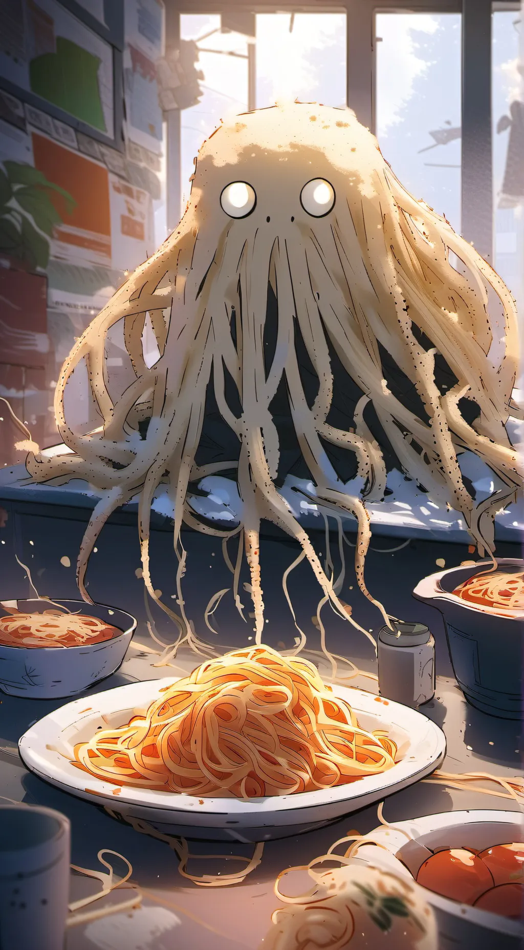 ai character: Kitchen Monster background