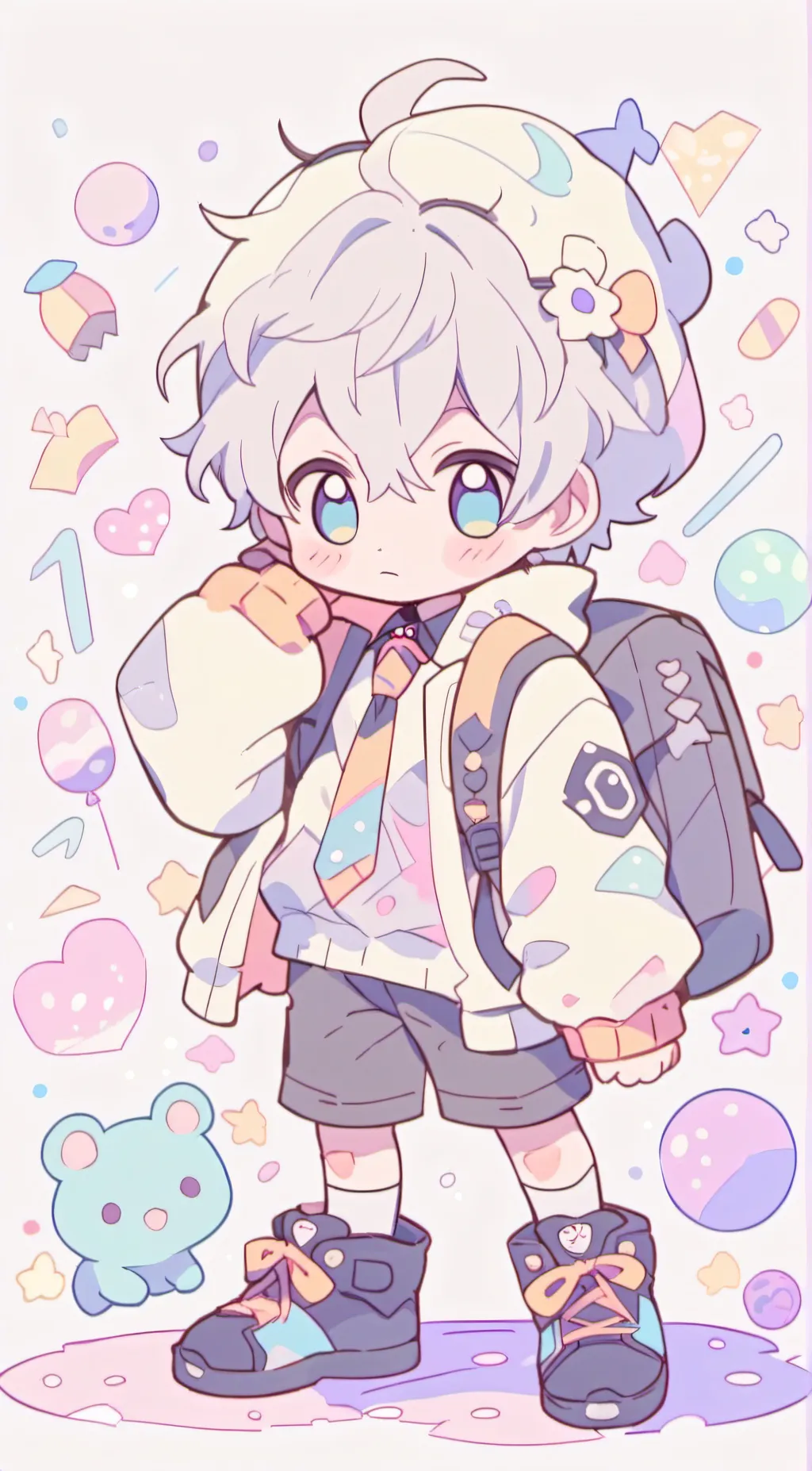 ai character: cute chibi boy background