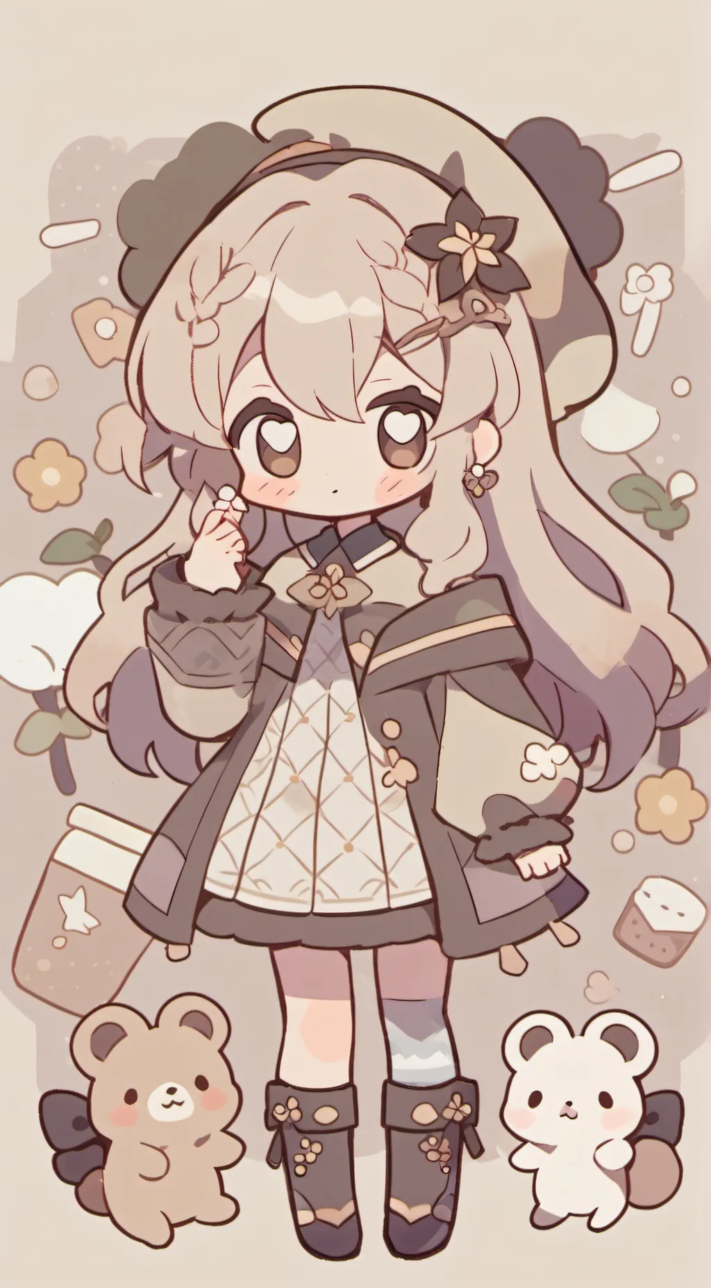 ai character: brownie 🧁🍨🐻 background