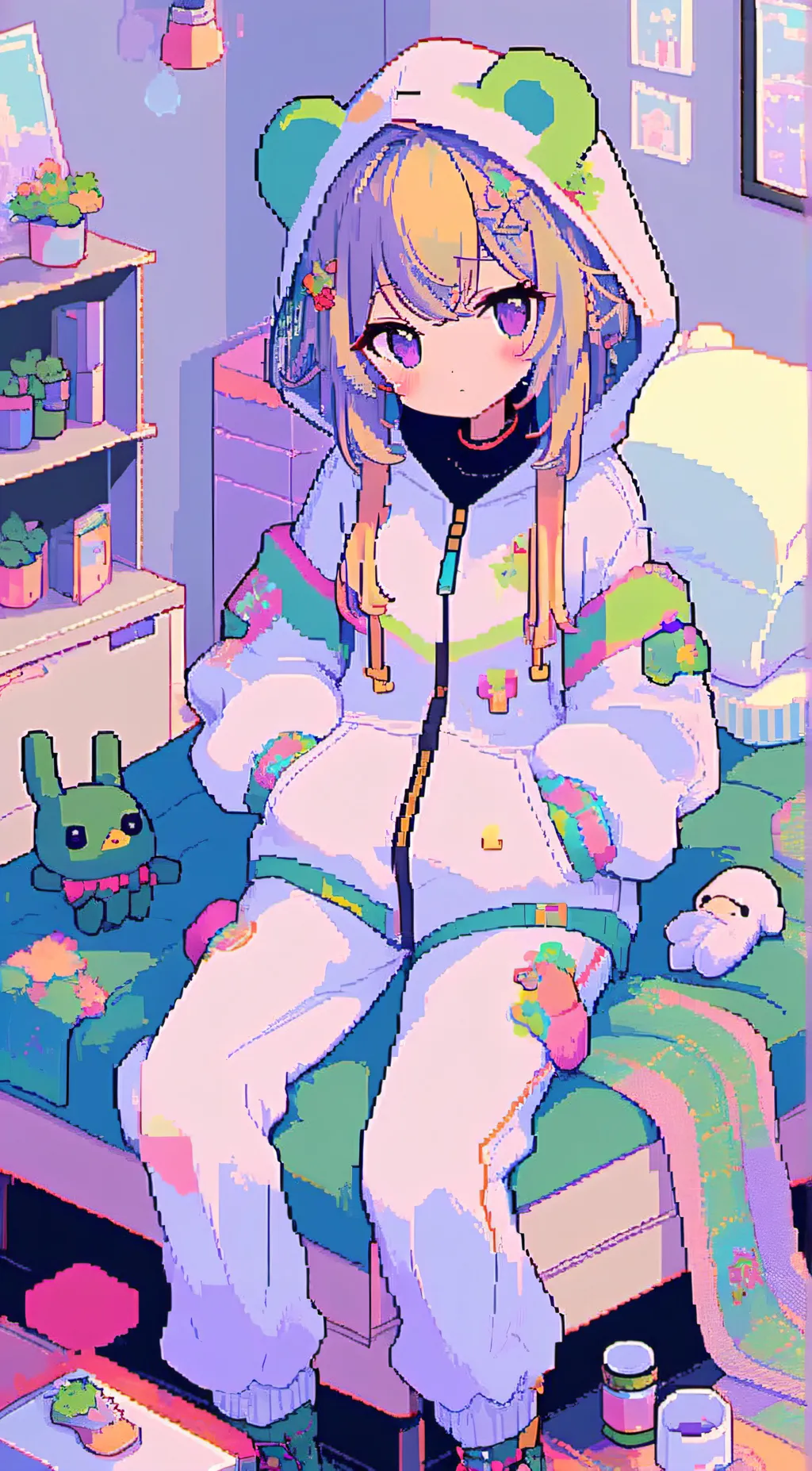 ai character: Plushie  background