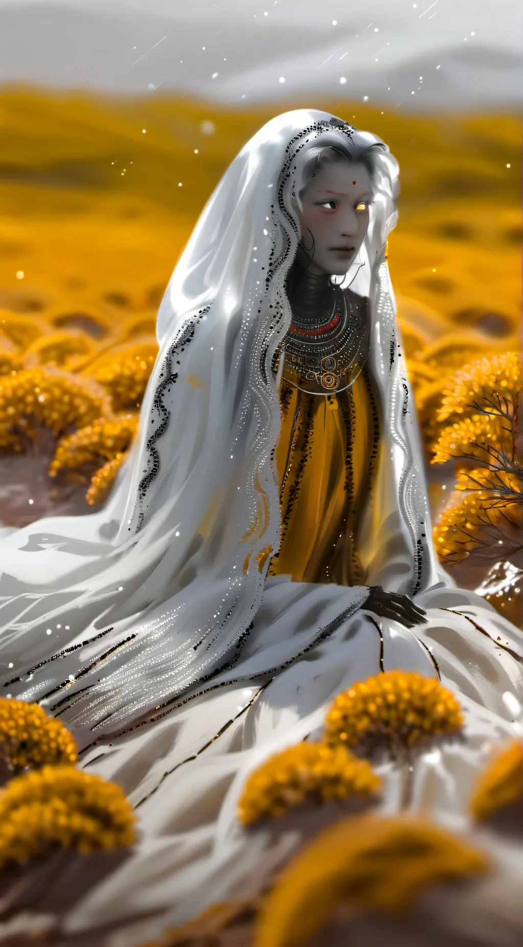 ai character: creepy statue background