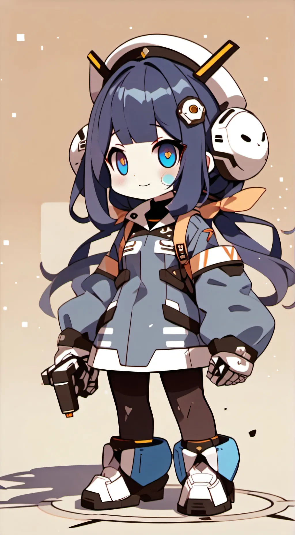 ai character: blue sentry girl  background