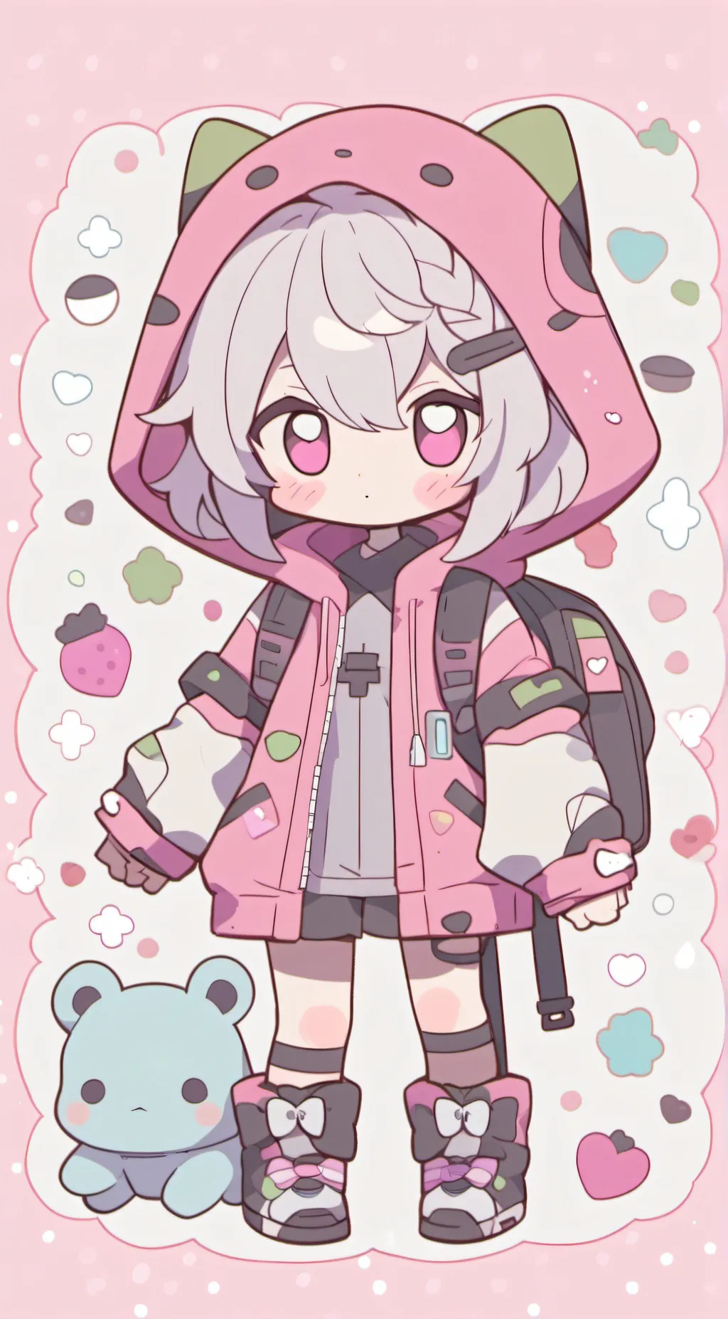 ai character: among us pink background