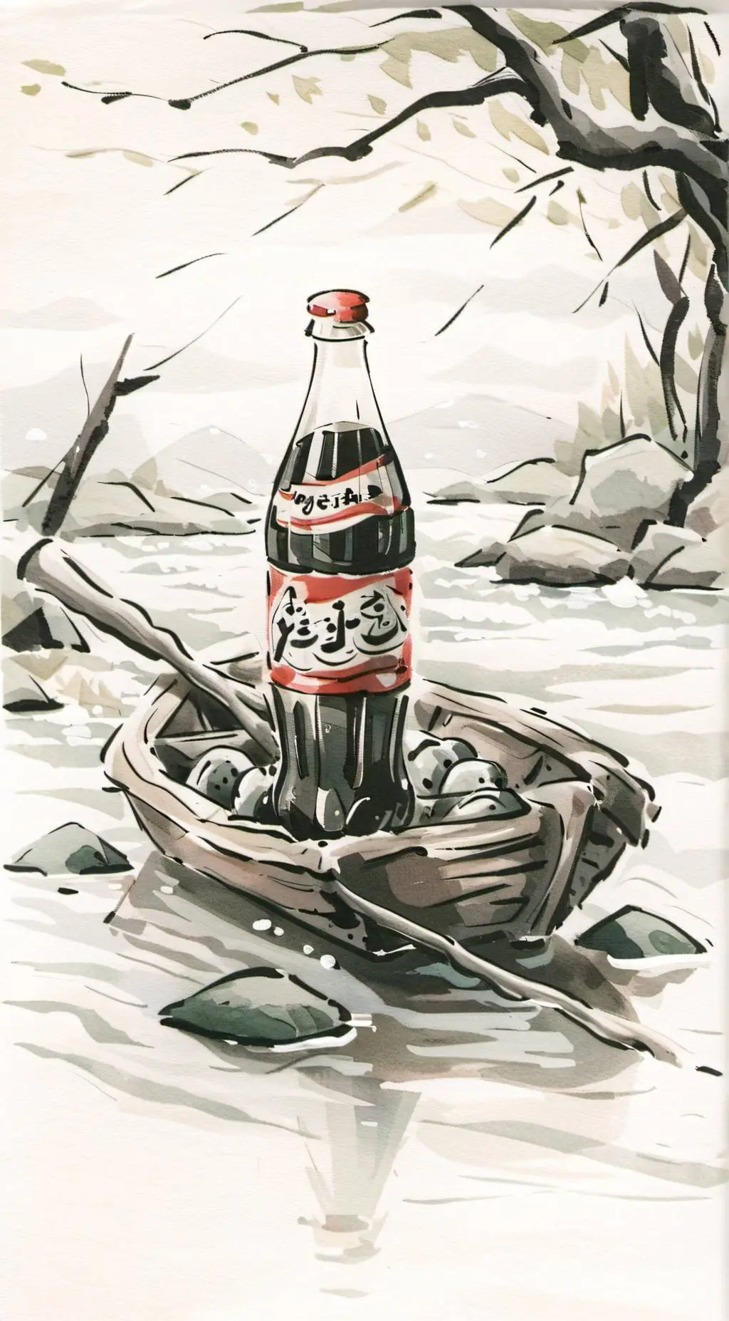 ai character: coke bottle background