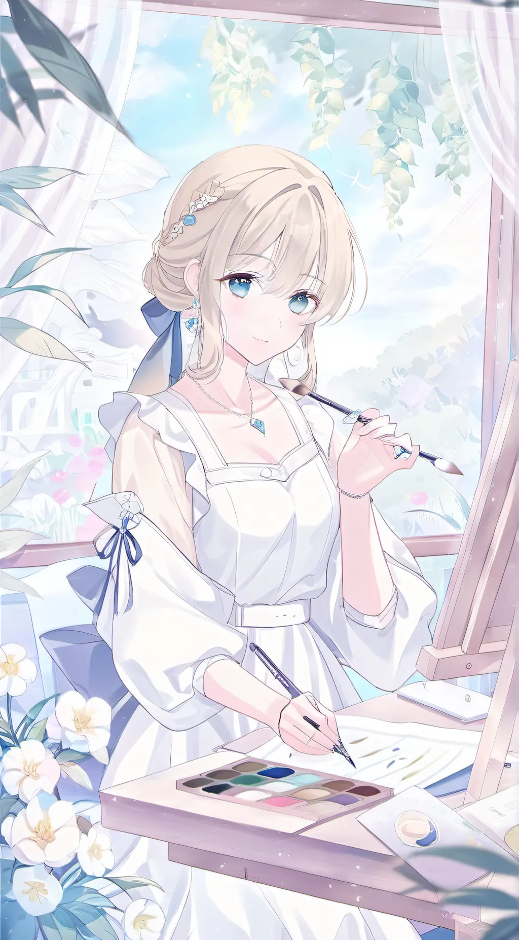 ai character: Violet background