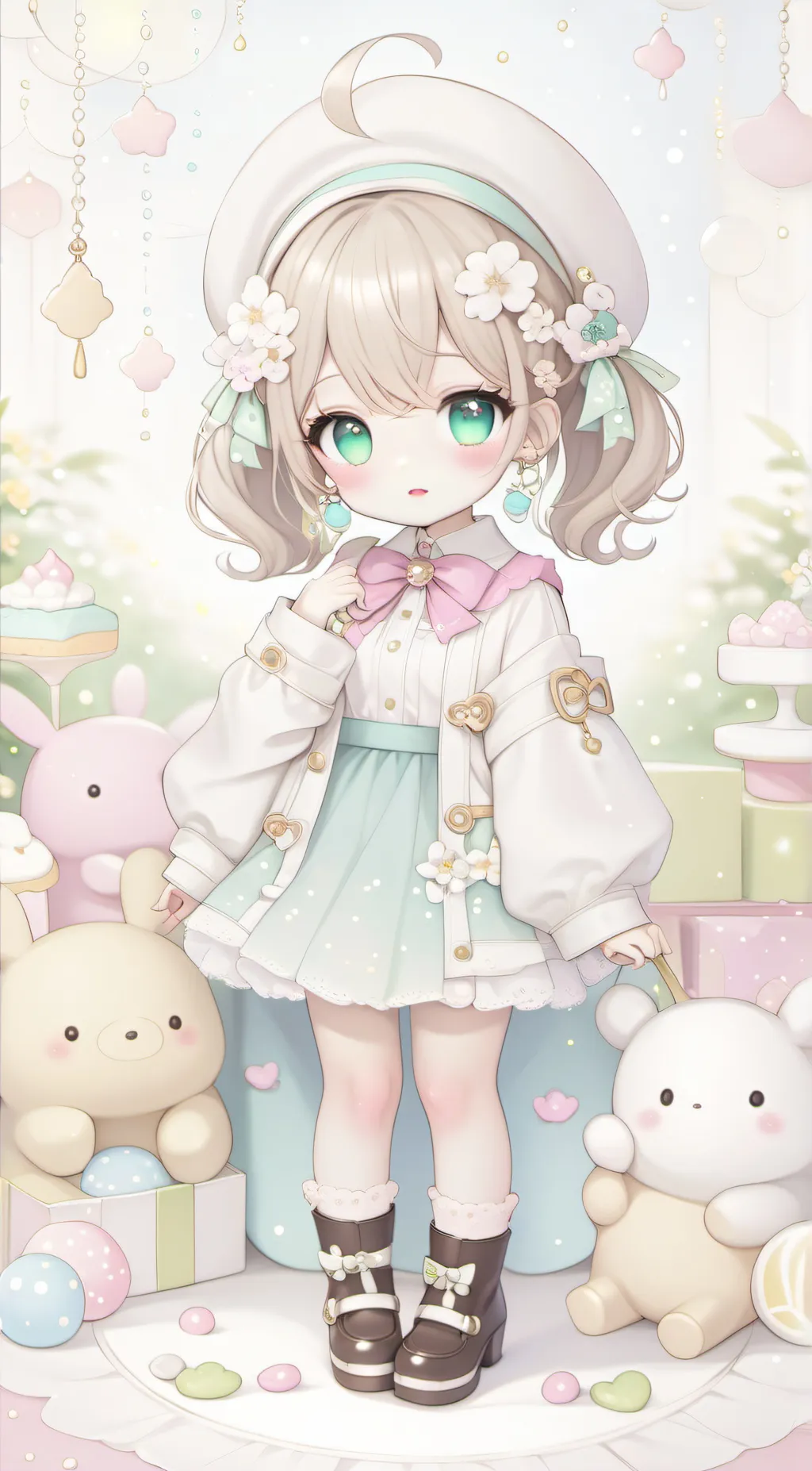 ai character: Chibi Artist Girl background