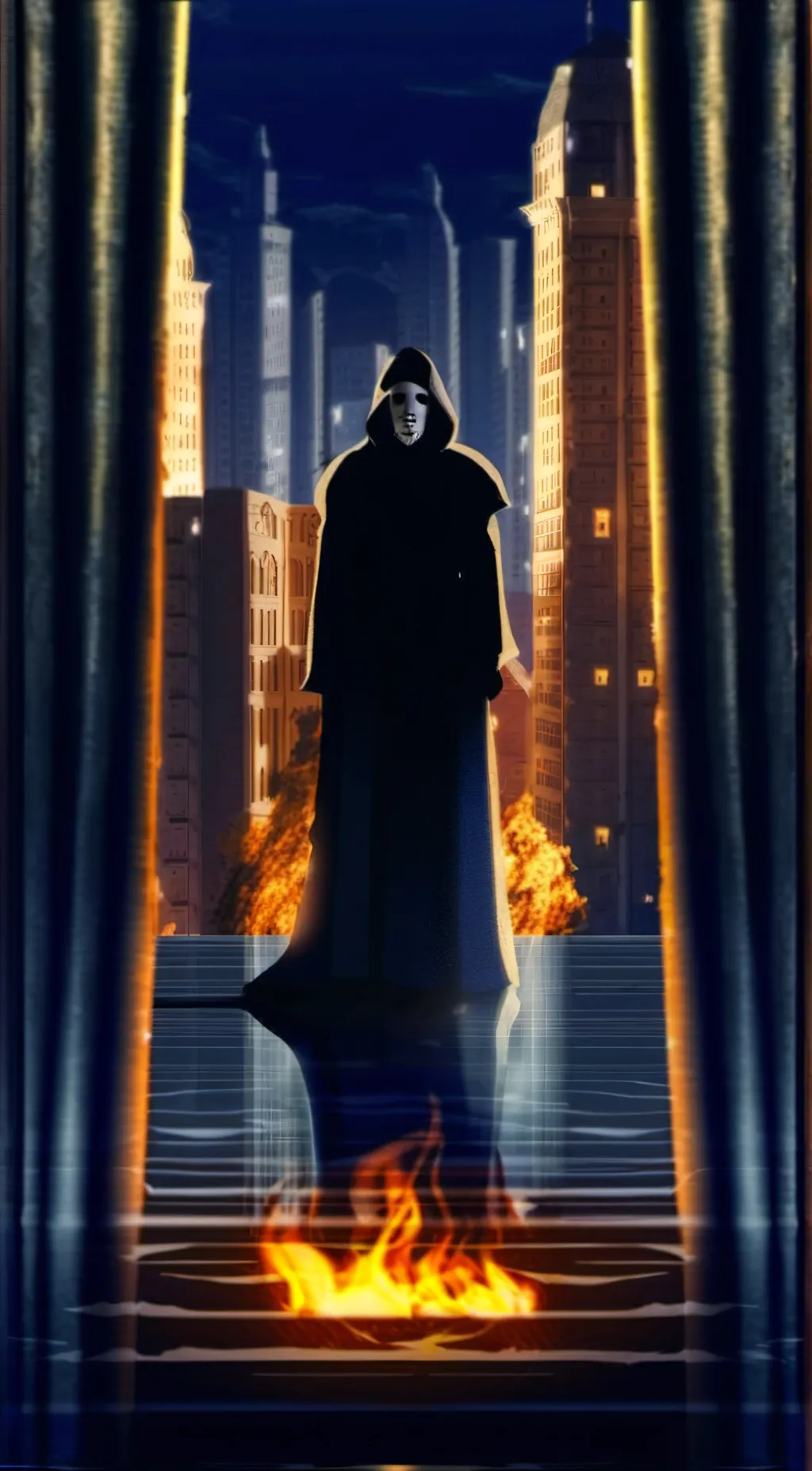 ai character: ghost face  background