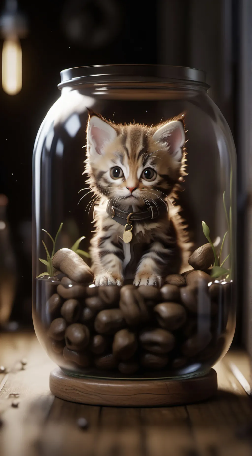 ai character: Kitten in A jar background