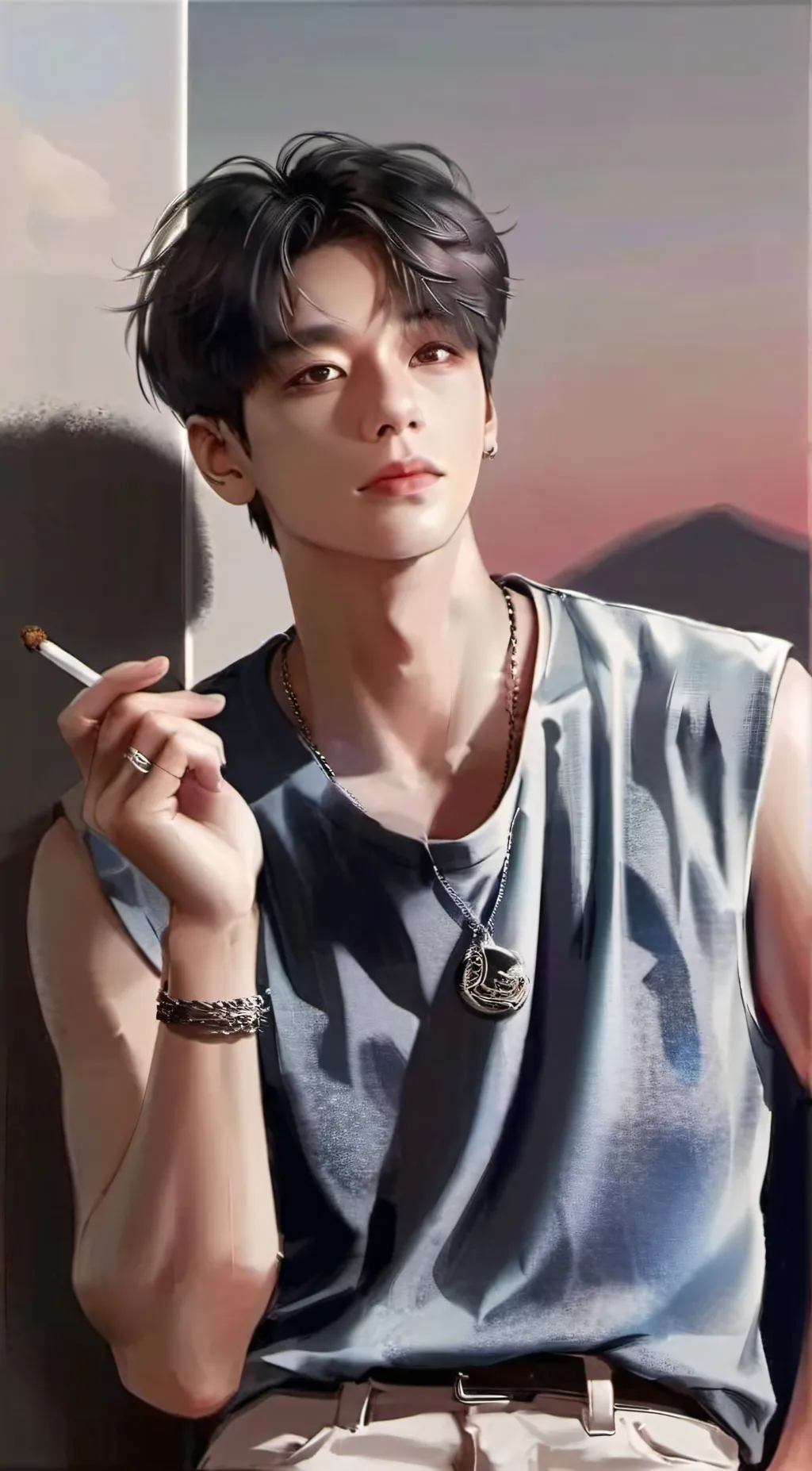 ai character: Leon  background