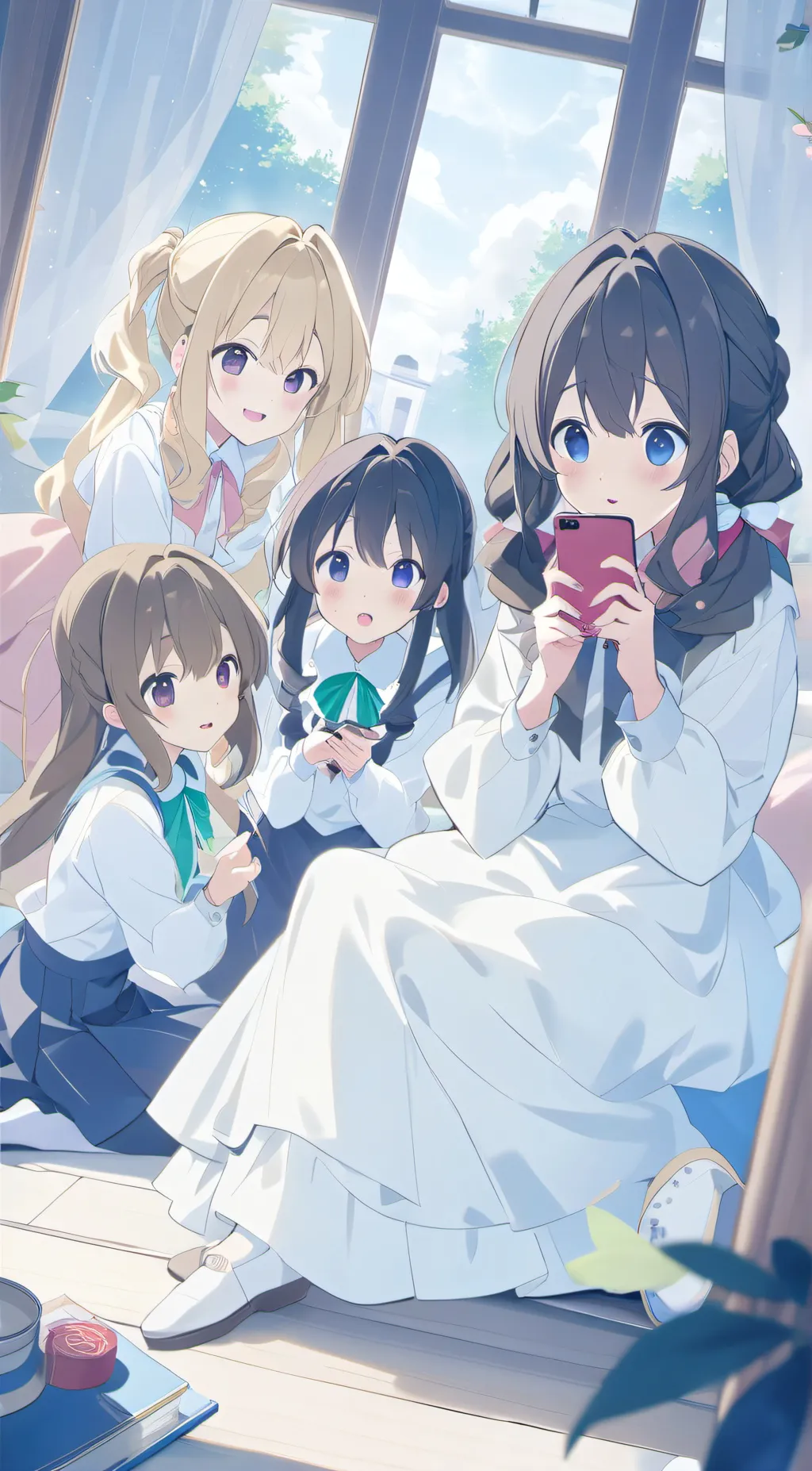 ai character: Girls sleepover background