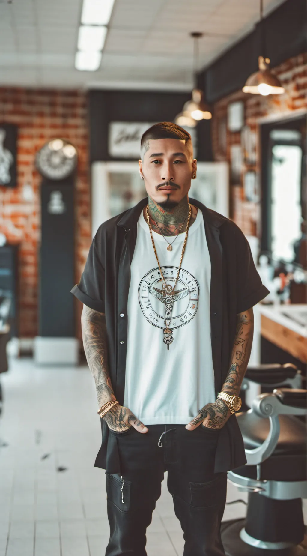 ai character: JRs HAIRCUT/TATTOO background