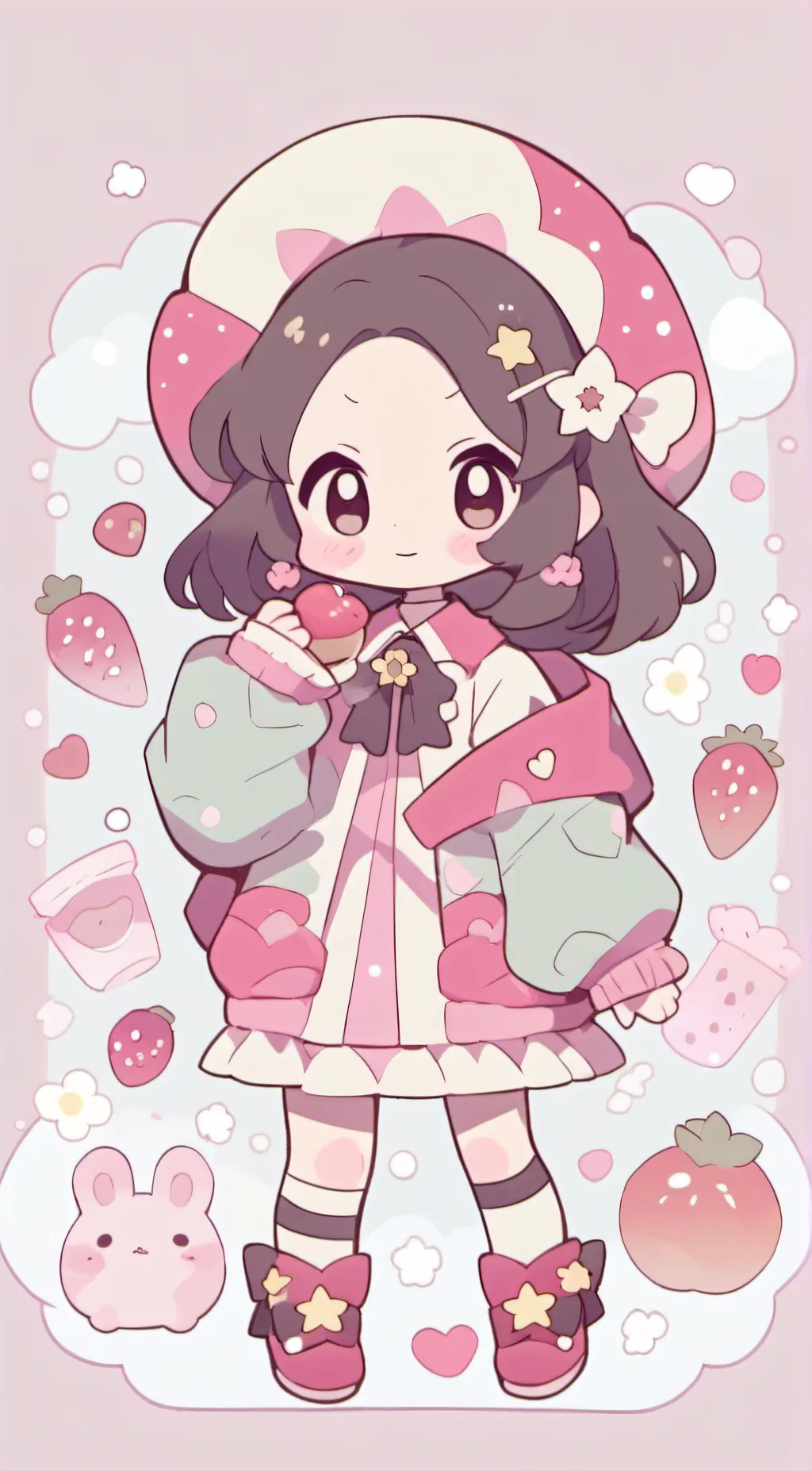 ai character: Strawberry Short background