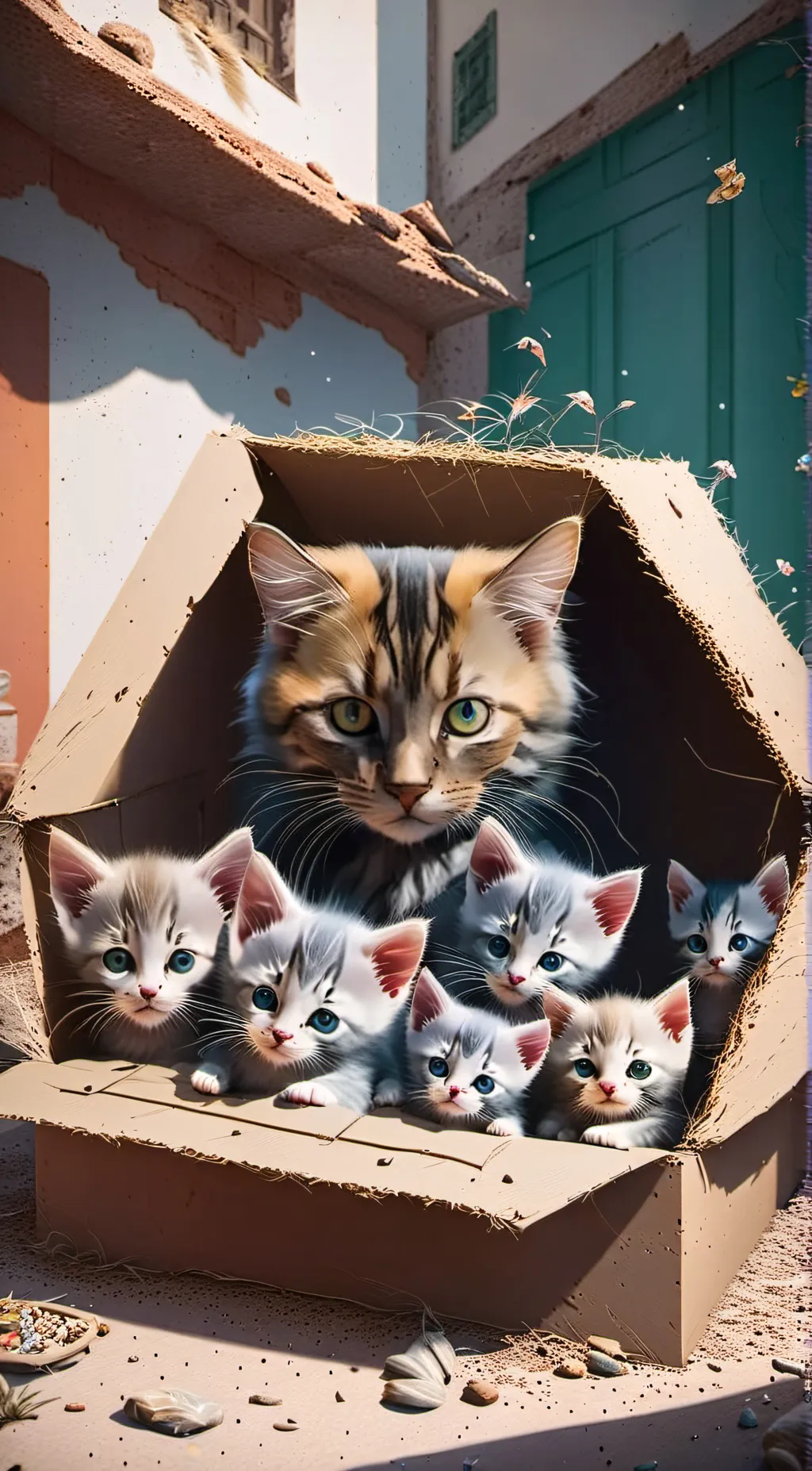 ai character: cat and 6/kits background