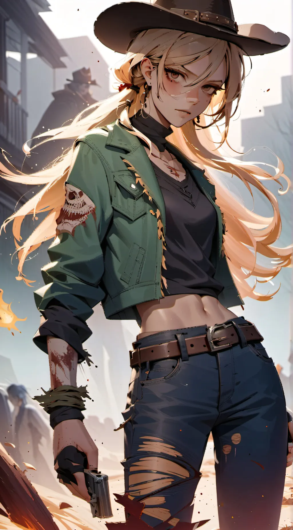 ai character: Cowgirl Survivor  background