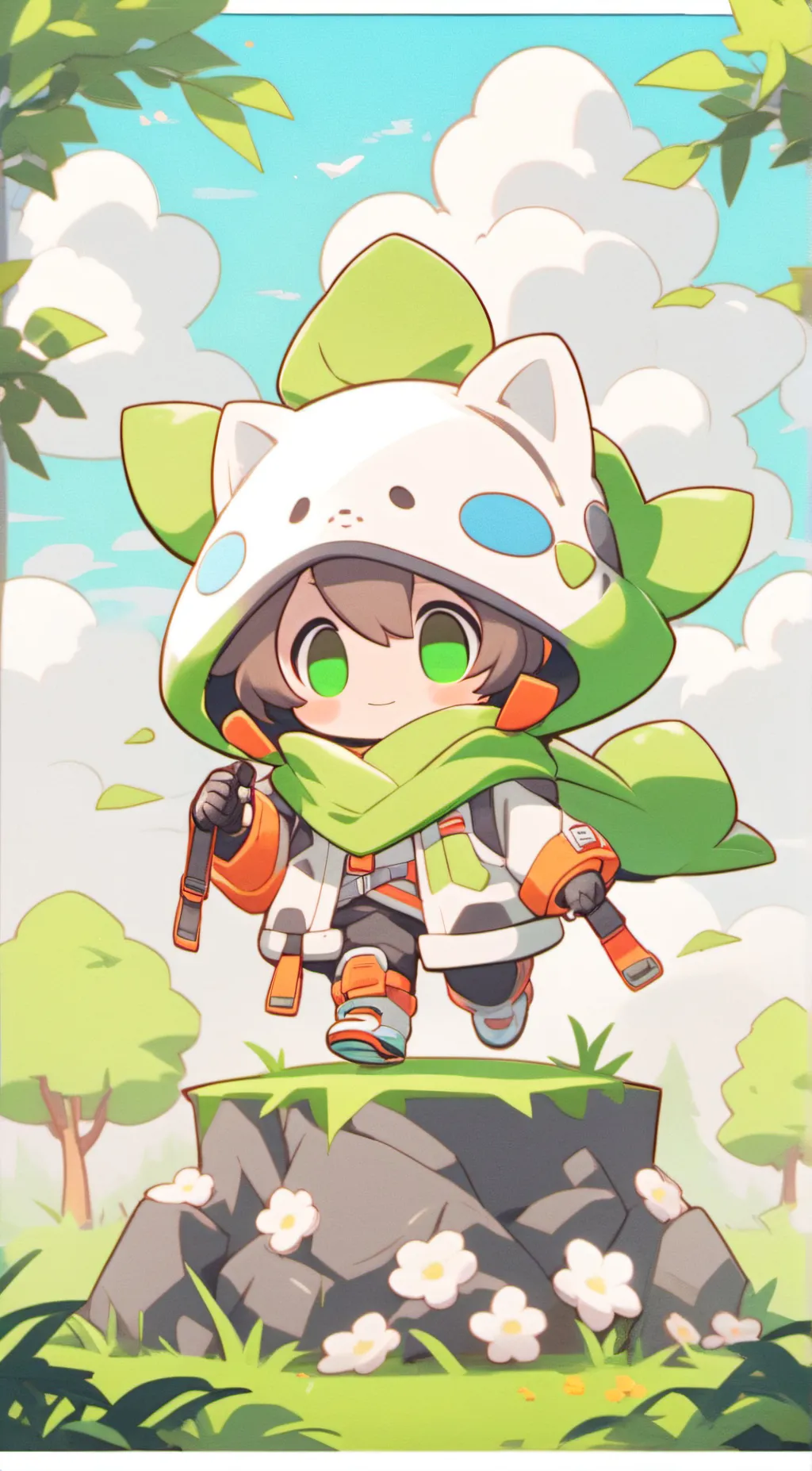 ai character: Little flower boy background