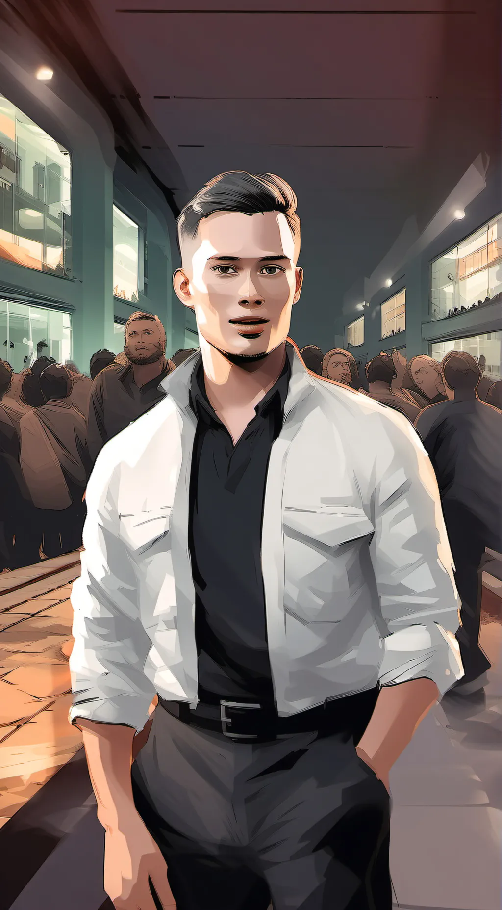 ai character: Mysterious bouncer background