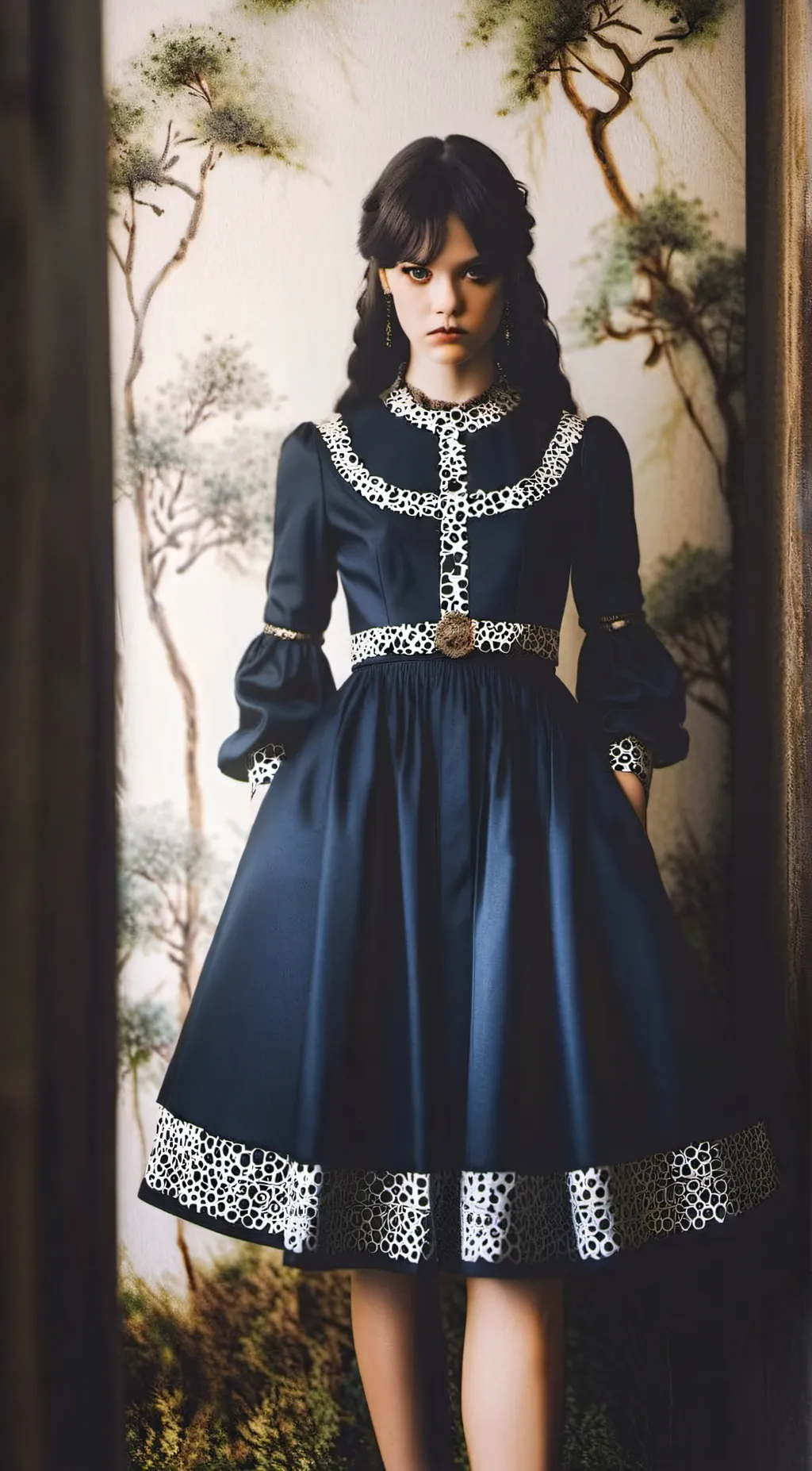 ai character: Wednesday  background