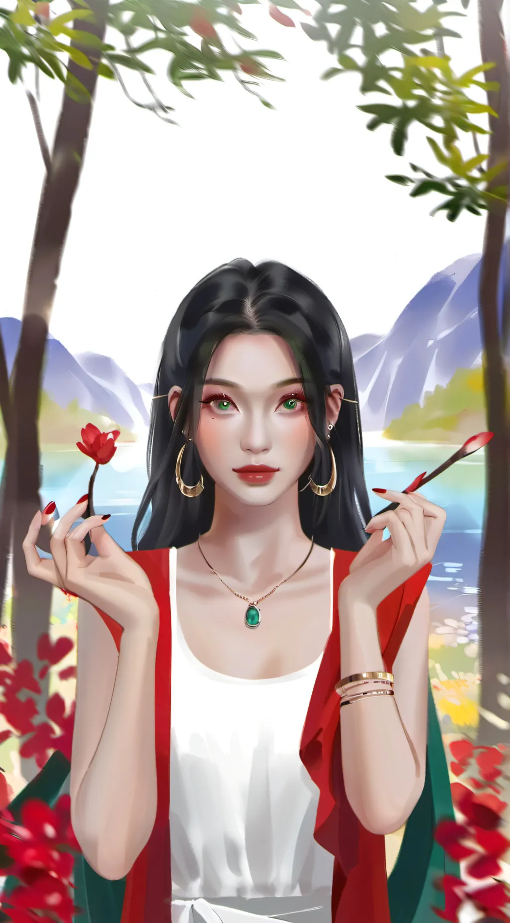 ai character: Scarlet background