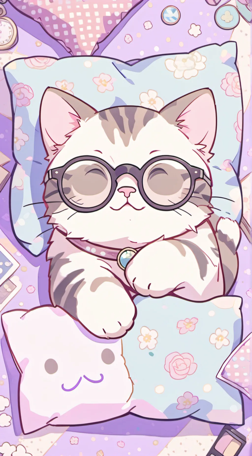 ai character: Cute kitty●ω● background