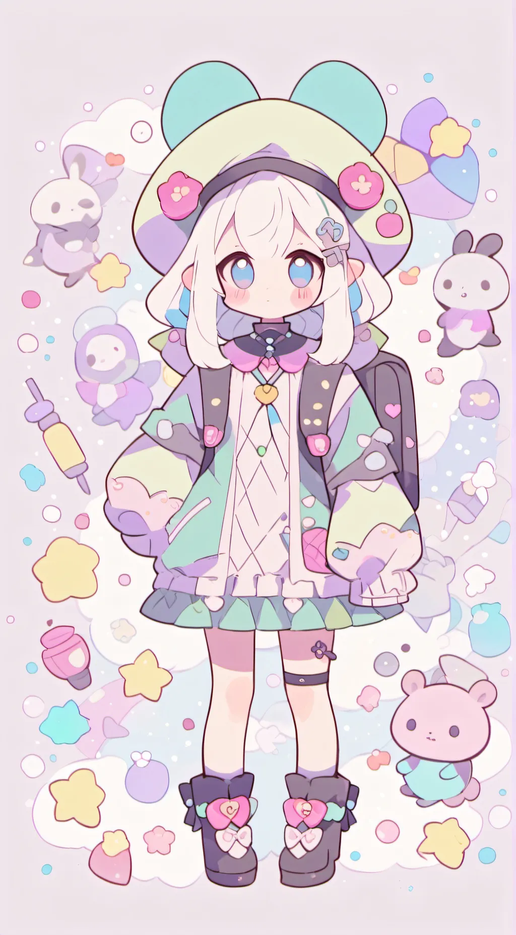 ai character: rainbow  background