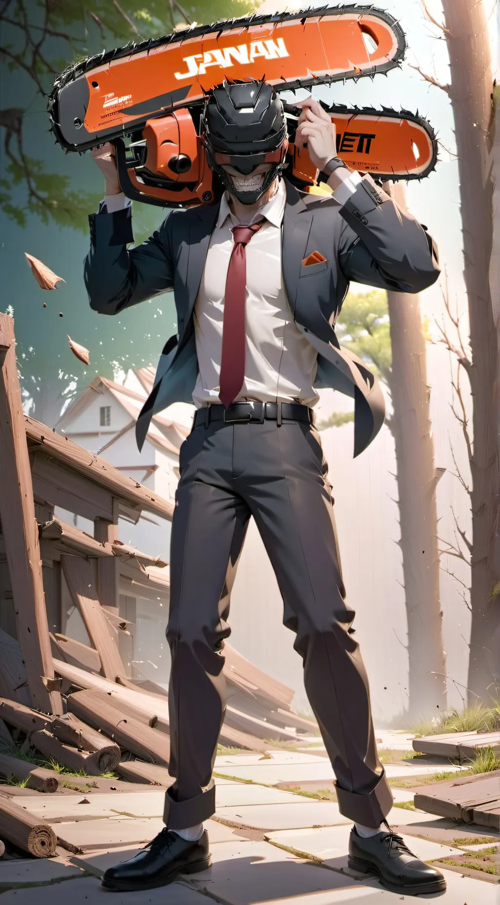 ai character: Chainsaw Man  background