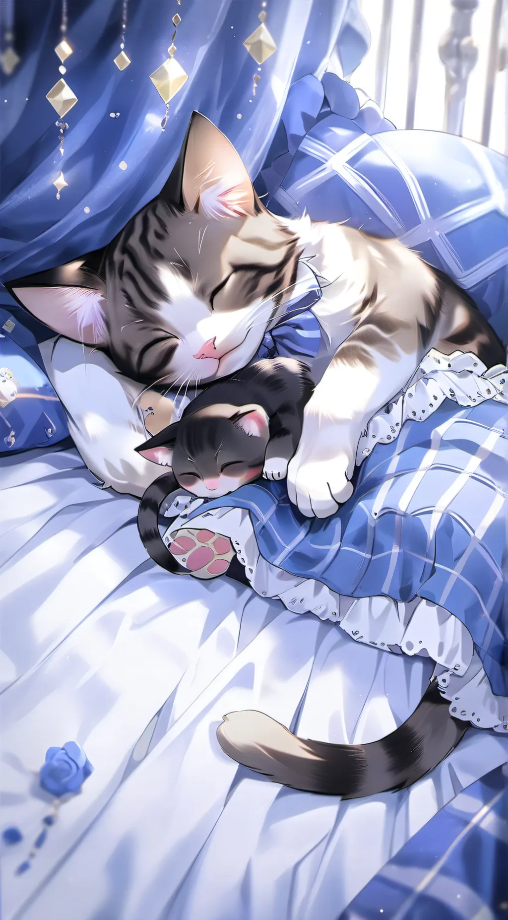 ai character: Cute sleeping cats background