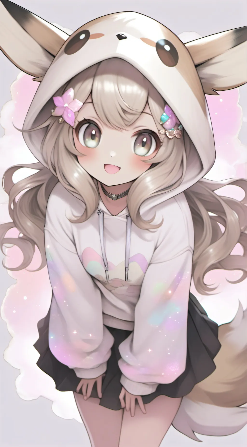 ai character: 🤍🤎🧋Eevee🧋🤎🤍 background