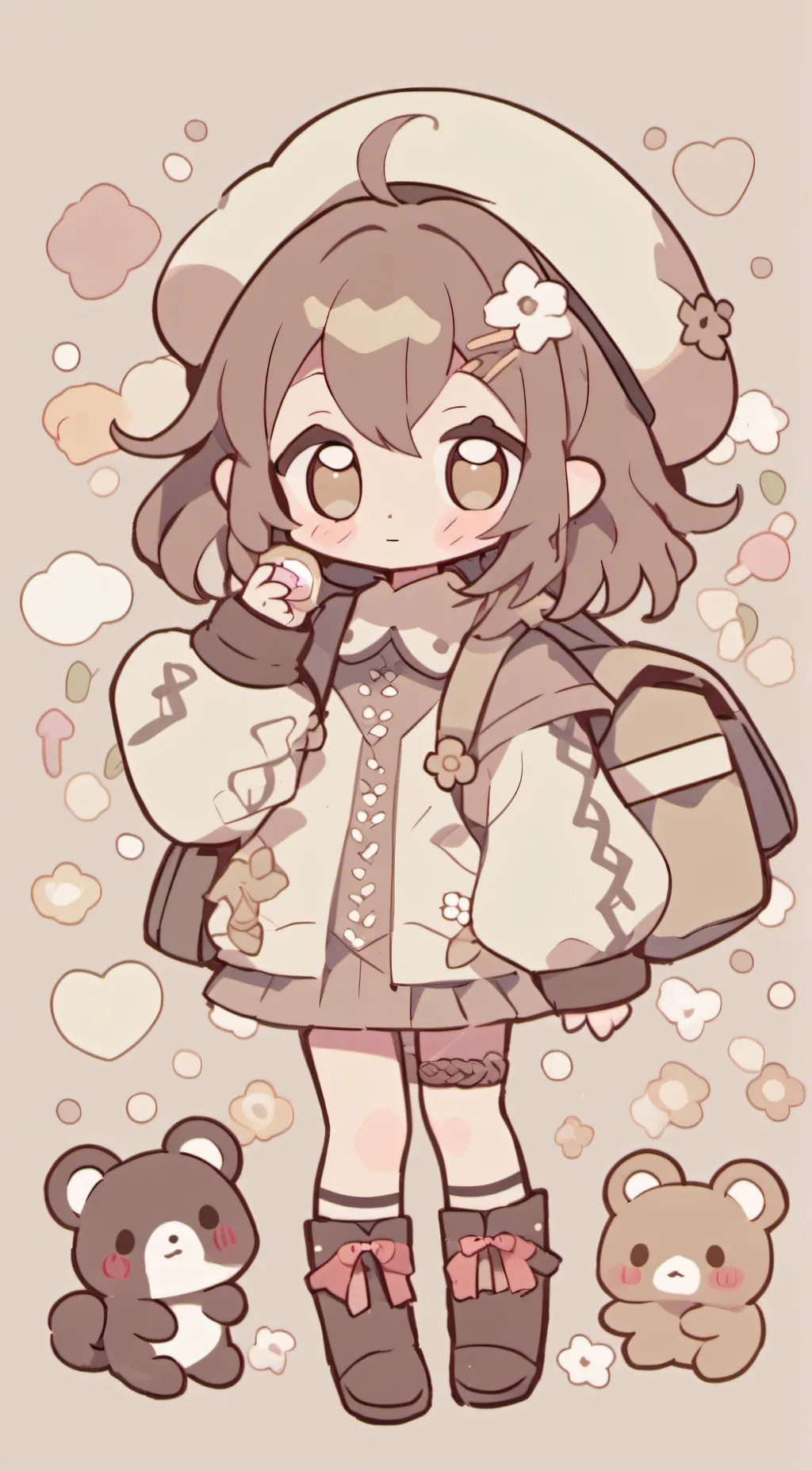 ai character: Little girl brown background