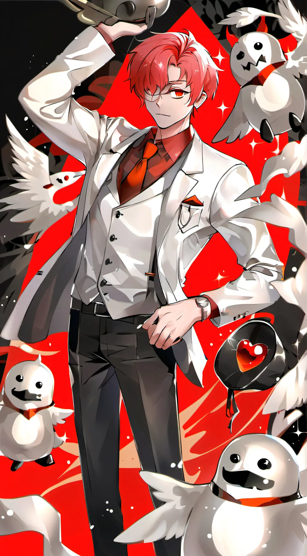 ai character: Red background