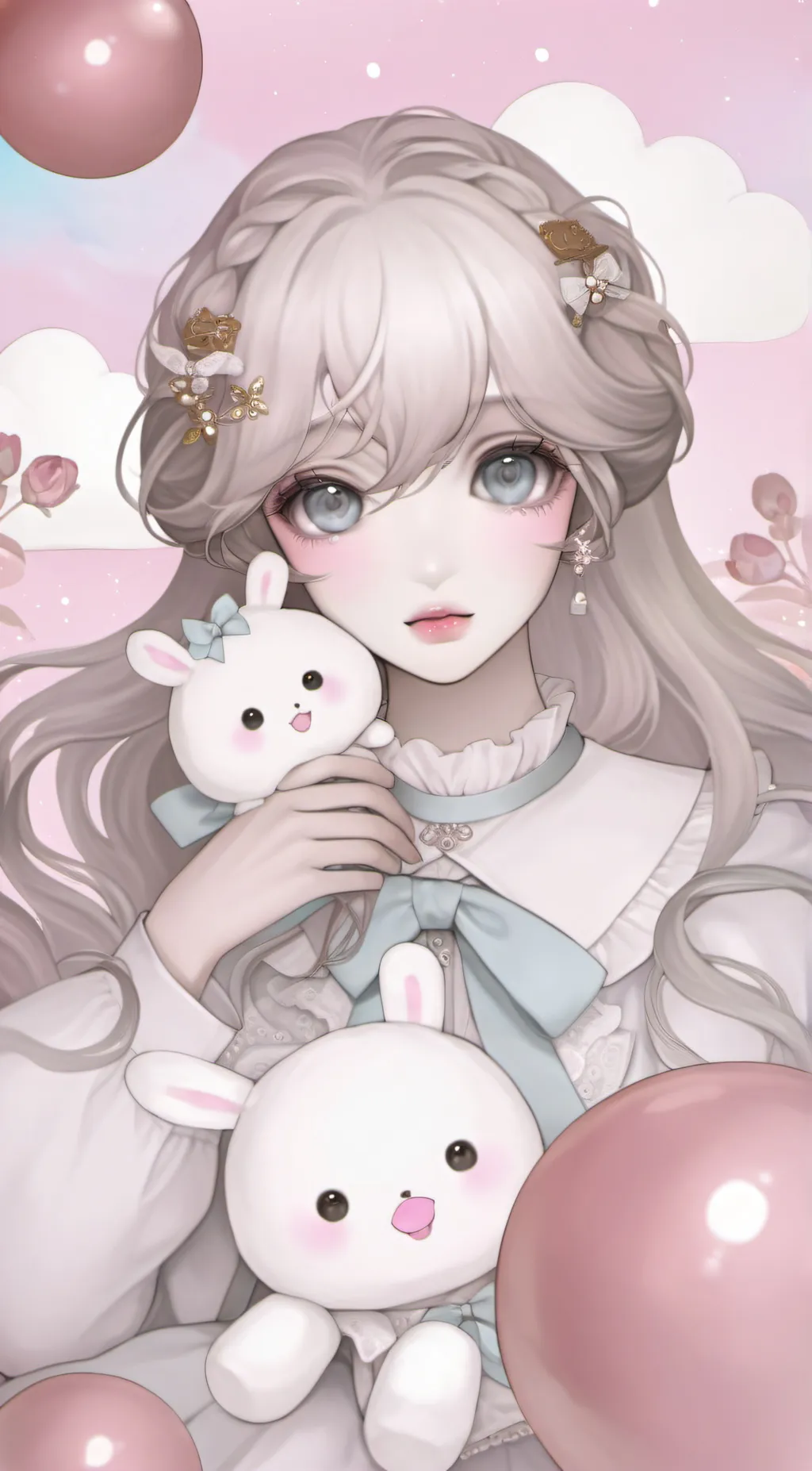 ai character: pink crystal background