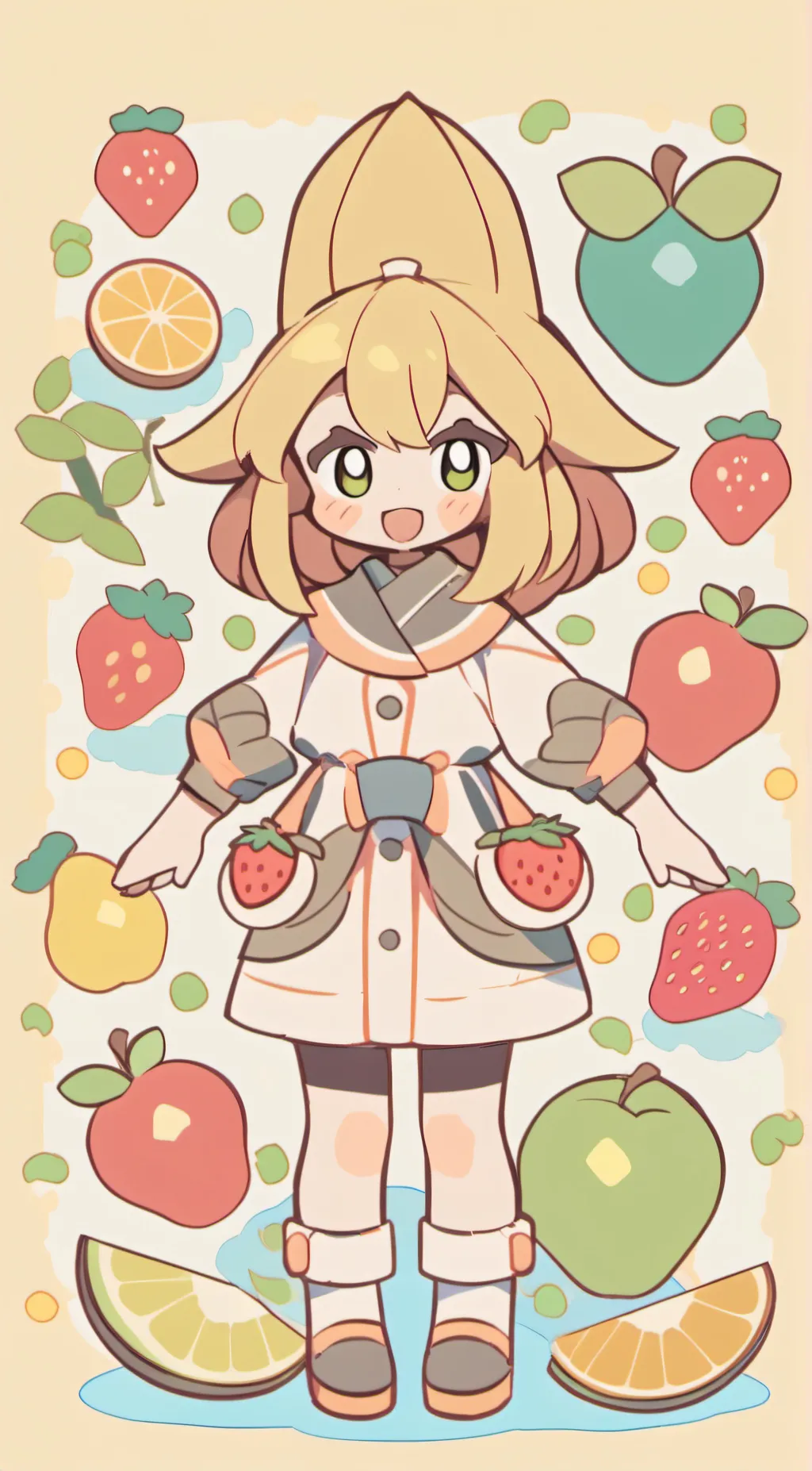 ai character: Blocks fruit background