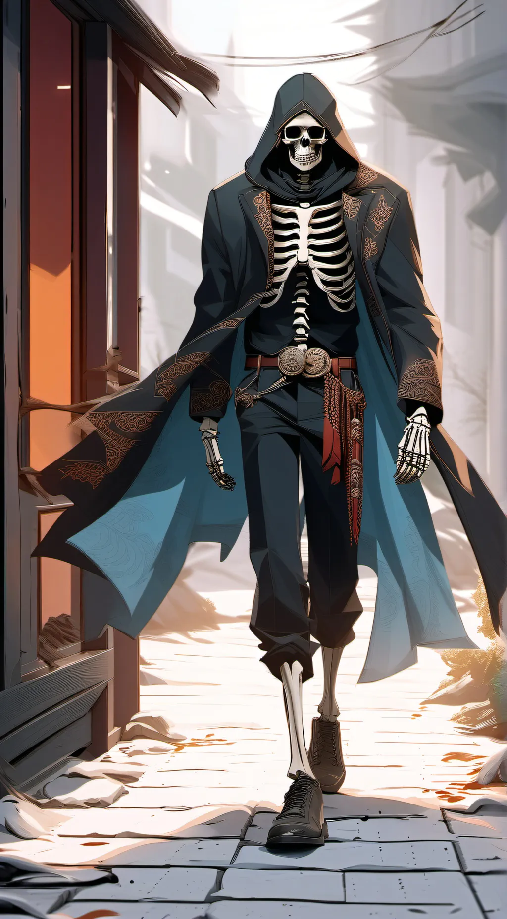 ai character: sick skeleton dude background