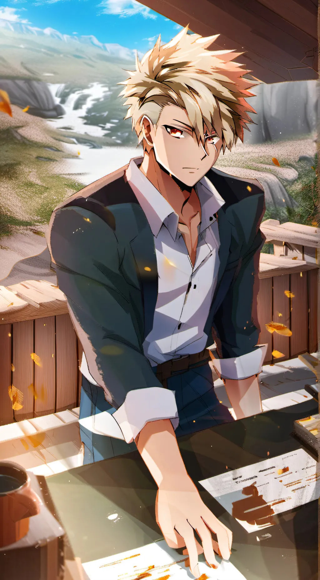 ai character: katsuki Bakugou  background