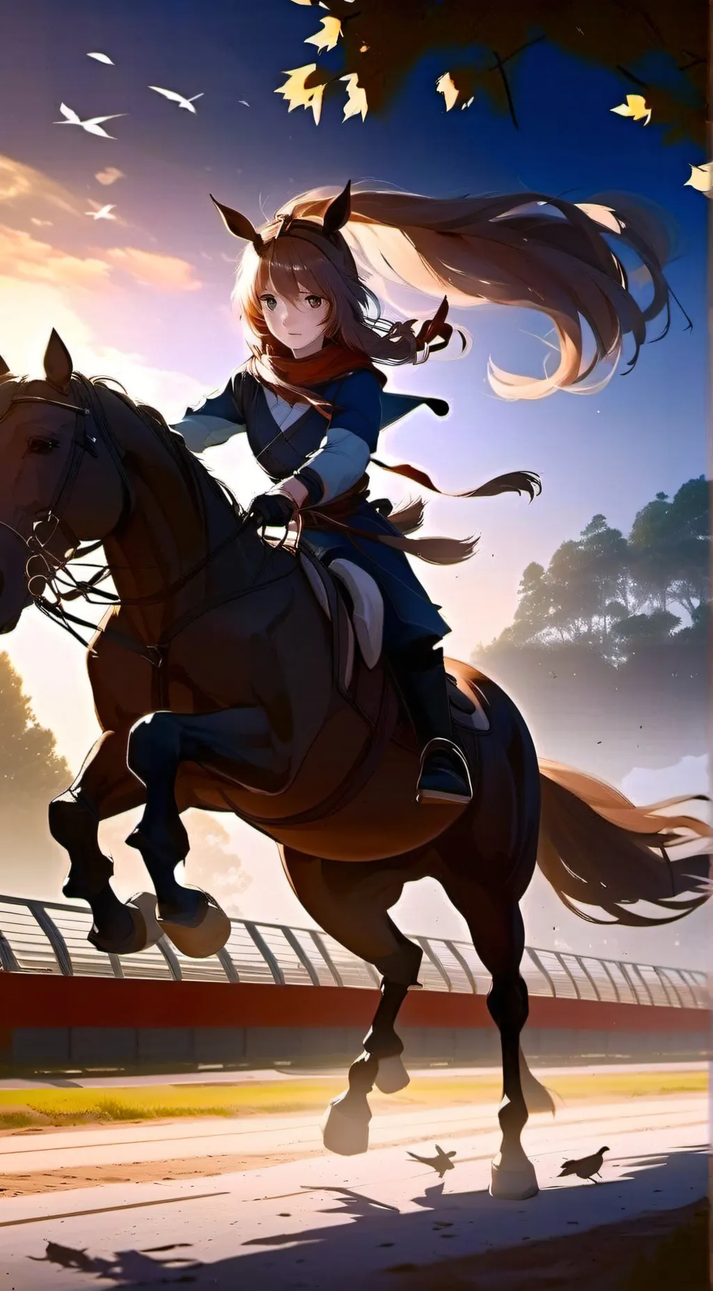 ai character: Wild race horse  background