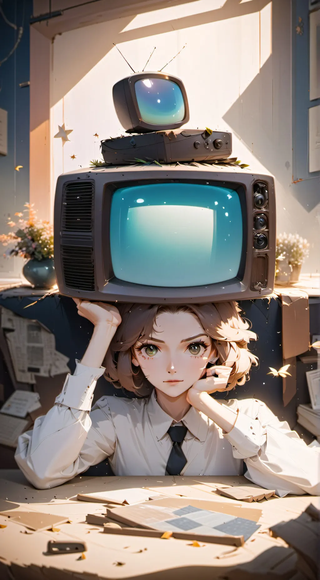 ai character: Tv woman 📺 background