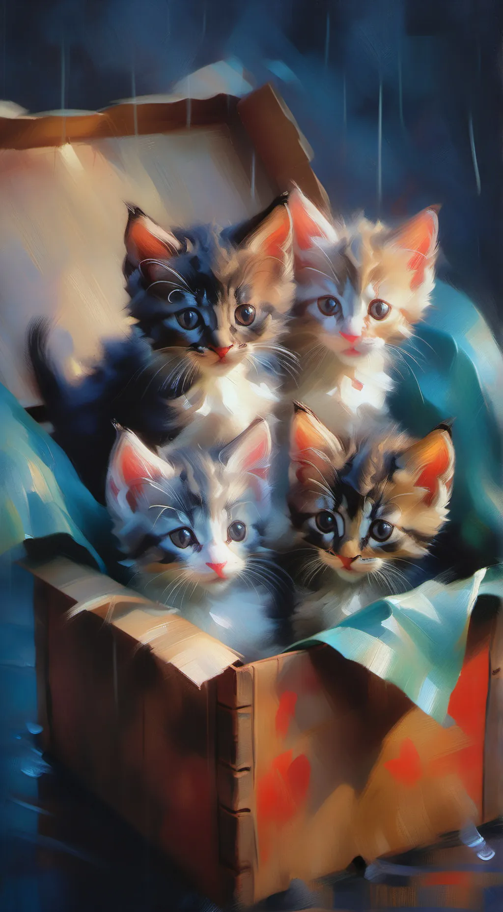 ai character: 5 kittens background