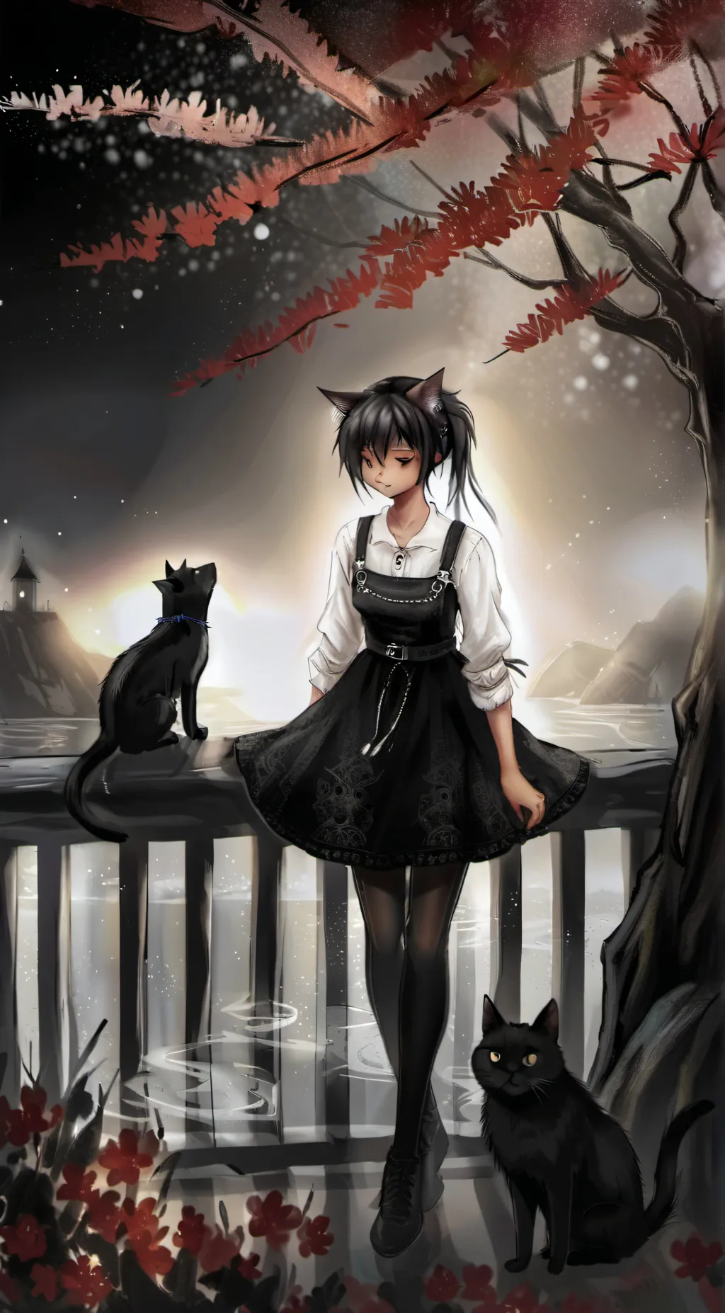 ai character: black cat background