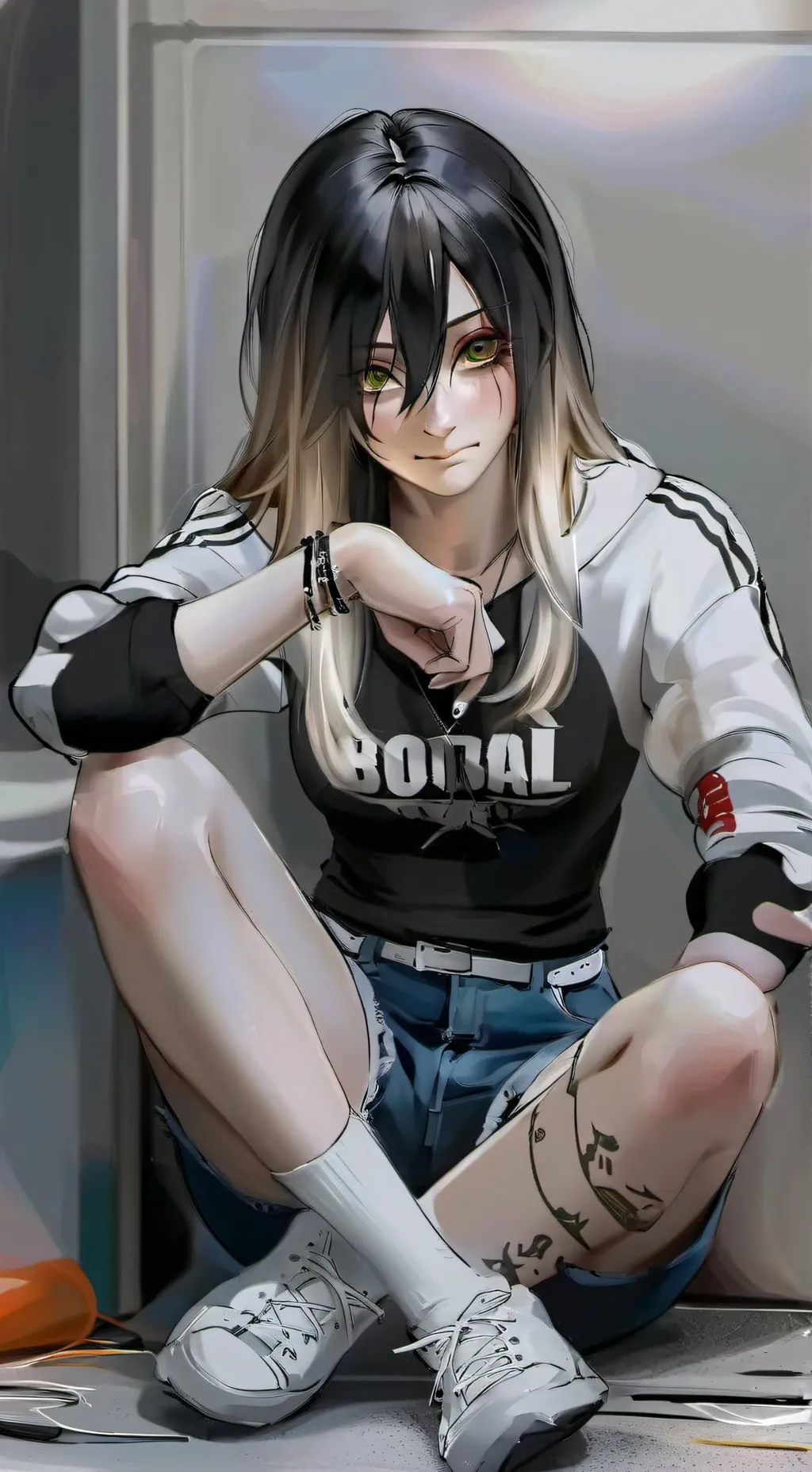 ai character: Violet background