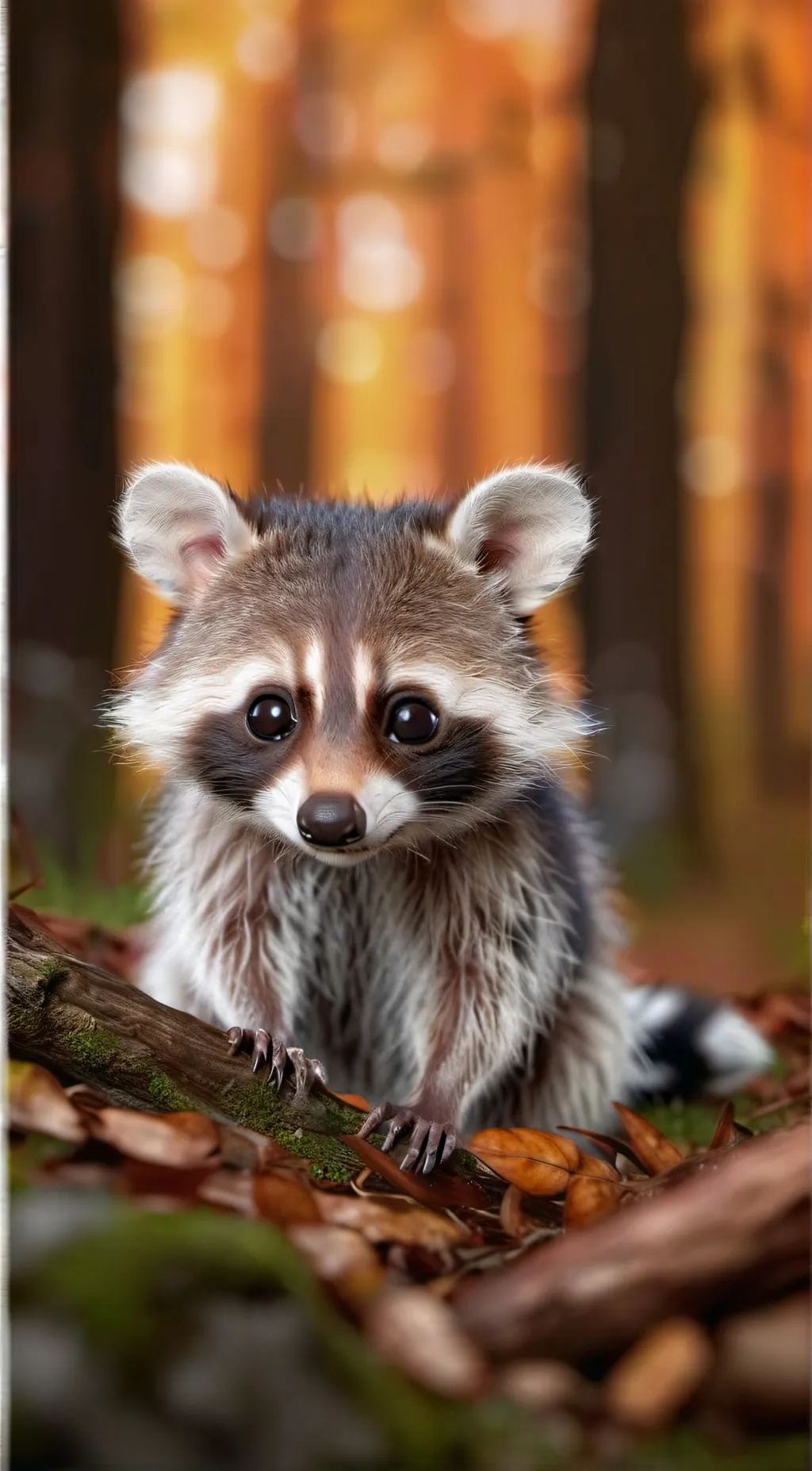 ai character: Cute Racoon  background