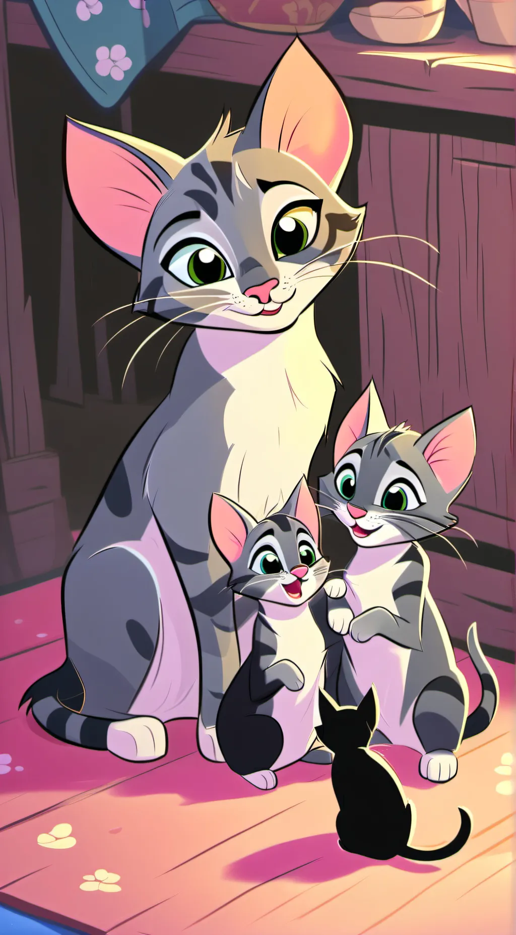 ai character: cat family  background