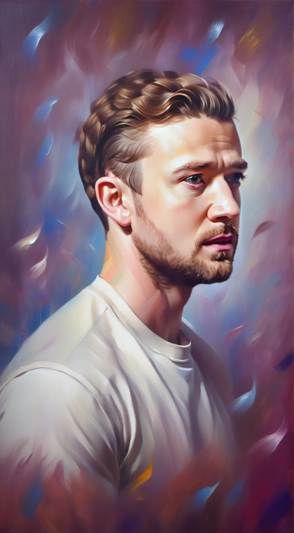 ai character: Justin Timberlake  background