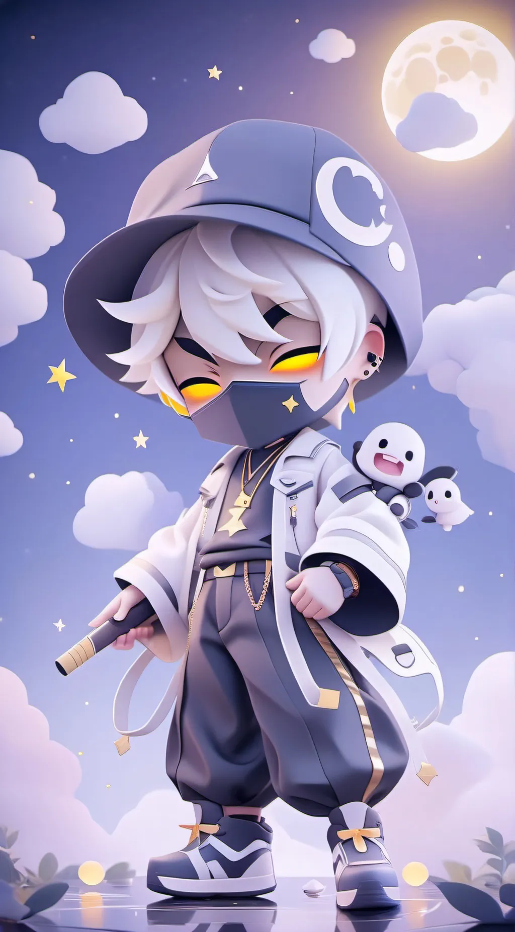 ai character: moon background