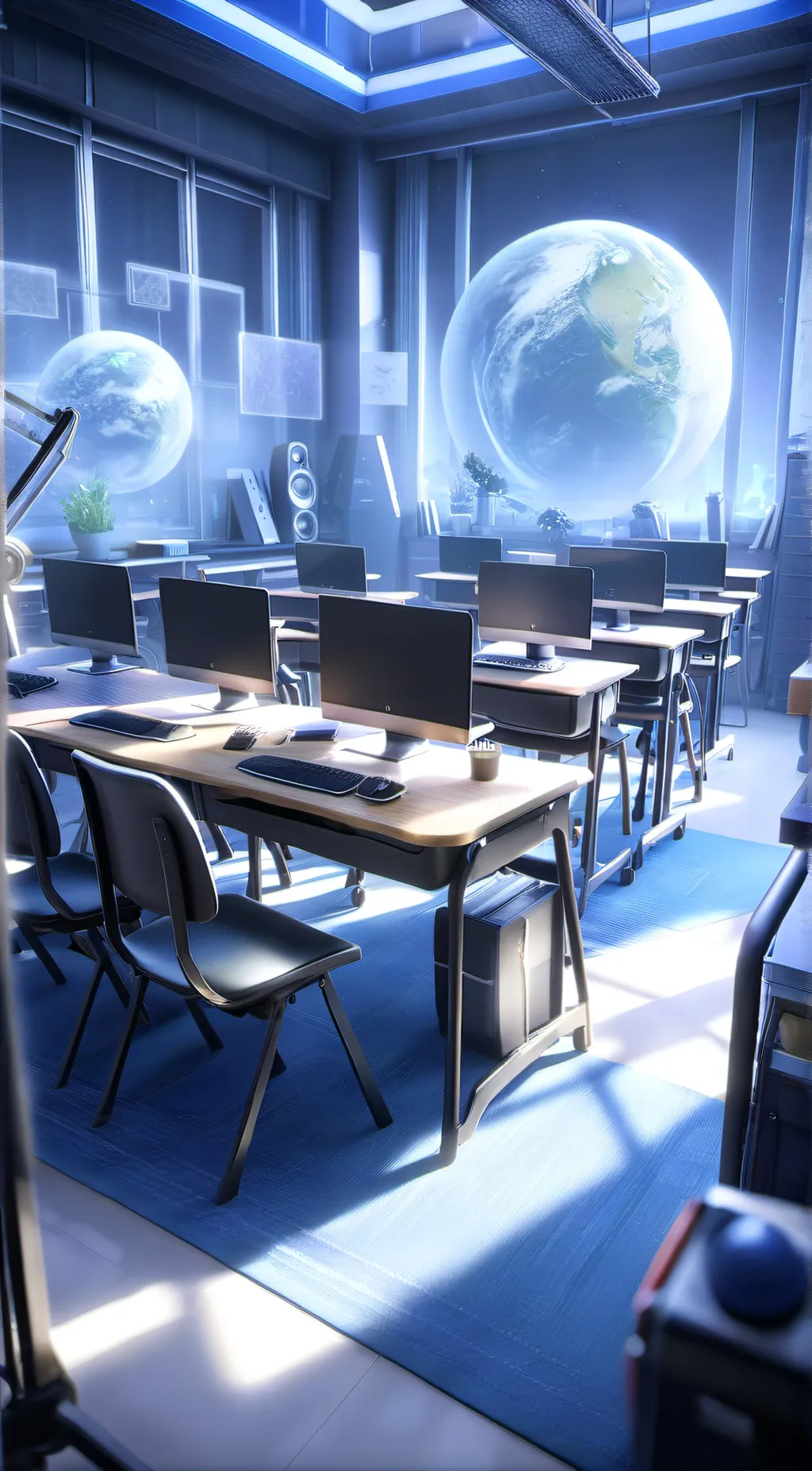 ai character: heli classroom background