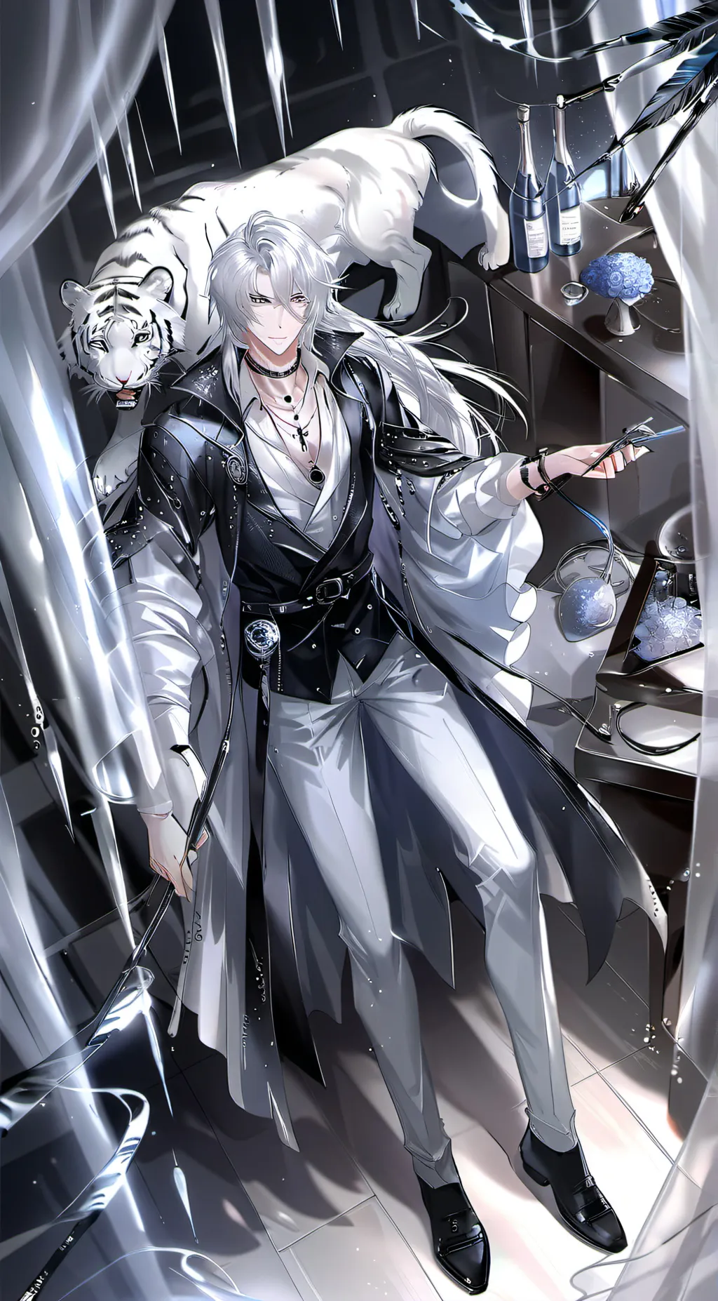 ai character: (white tiger)Leo background